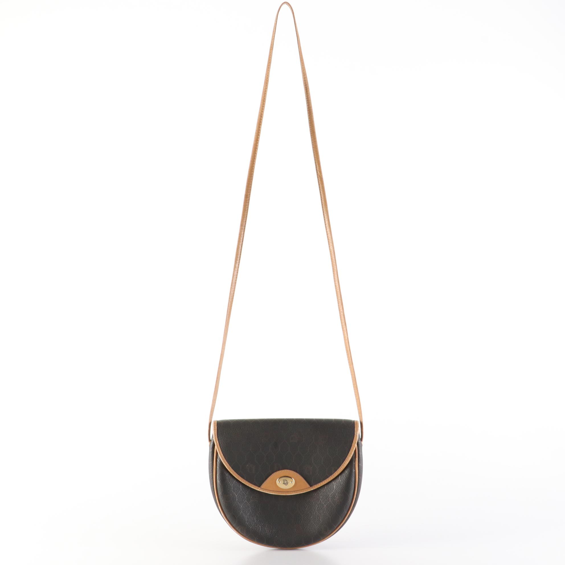 Christian Dior Honeycomb Coated Canvas and Leather Flap Bag