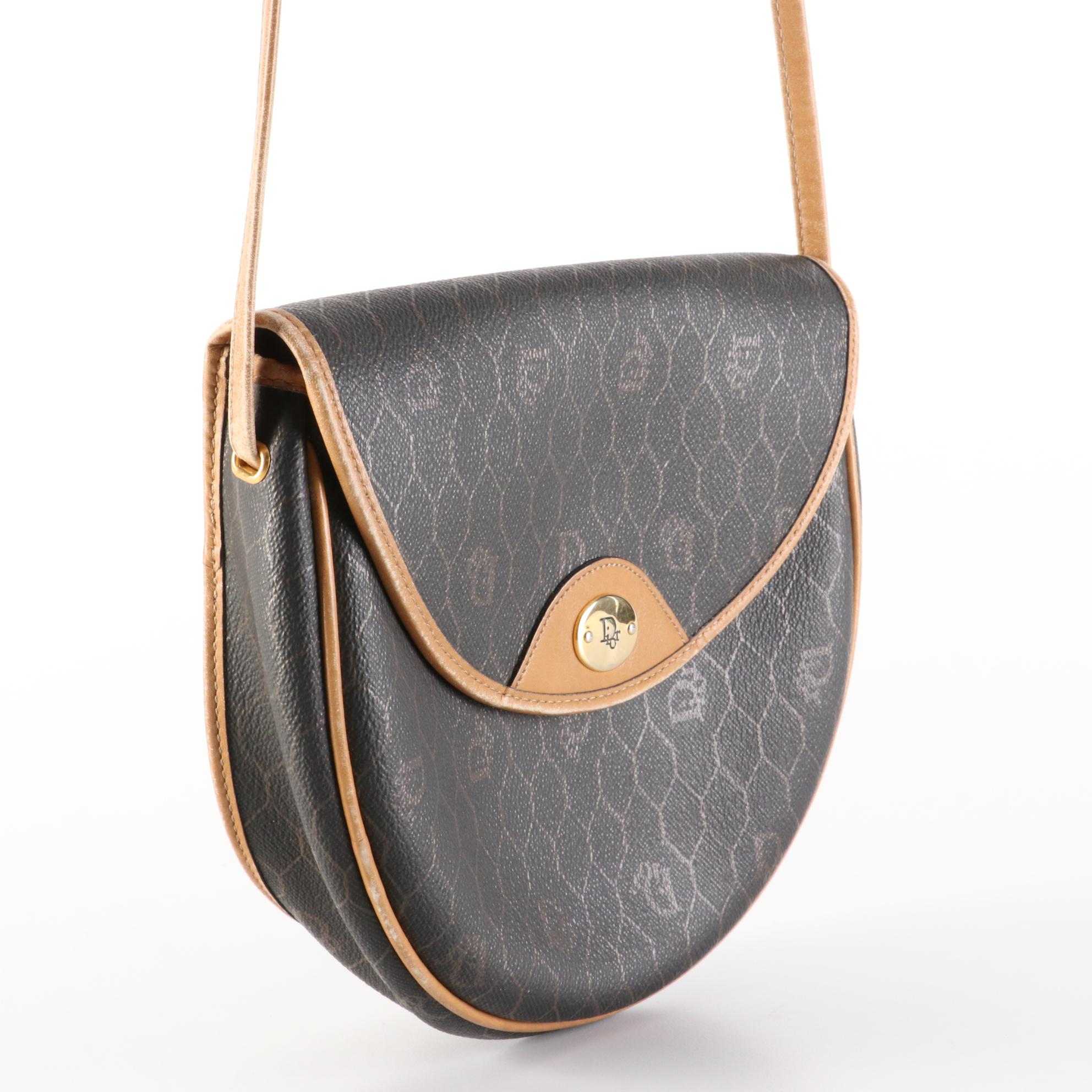 Christian Dior Honeycomb Coated Canvas and Leather Flap Bag