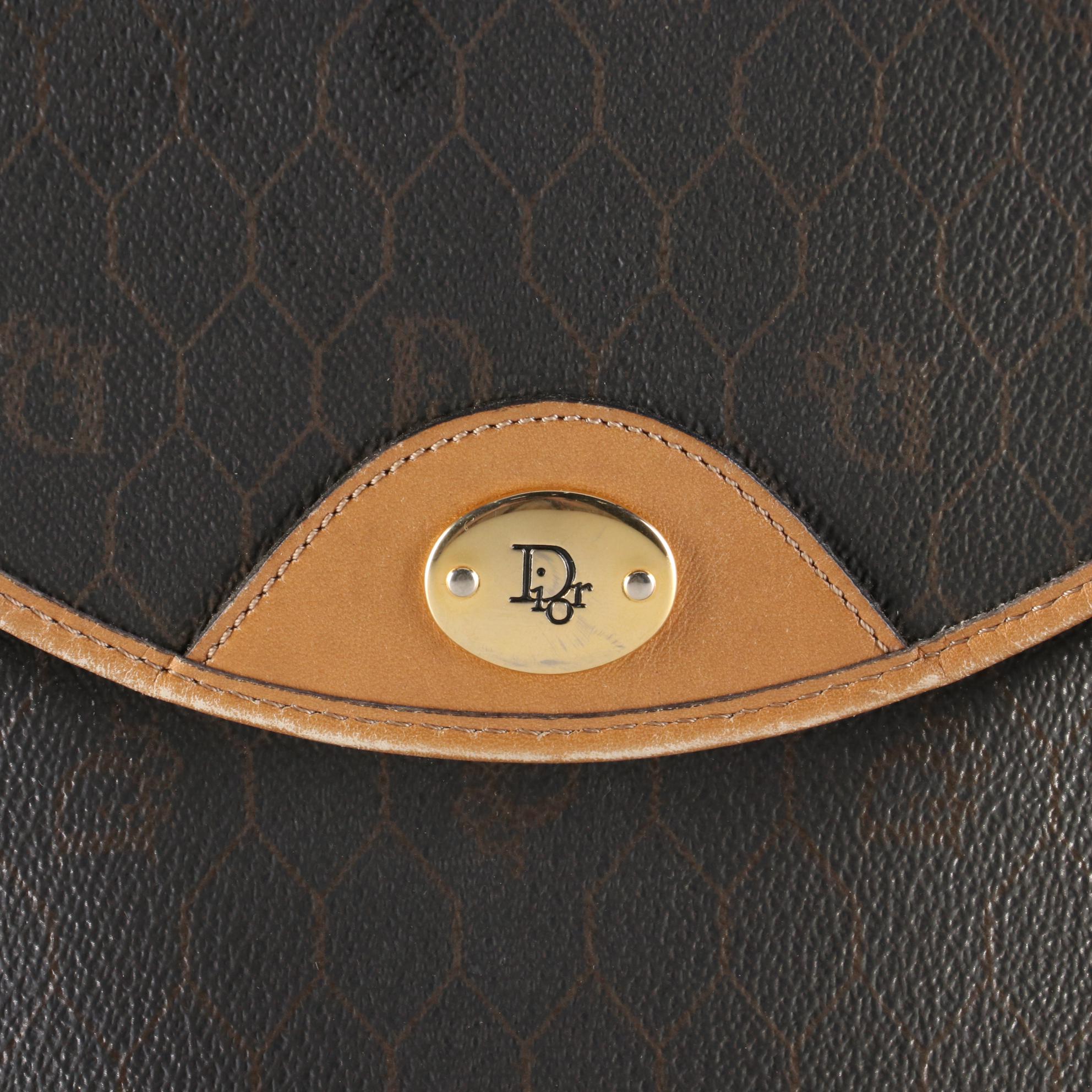 Christian Dior Honeycomb Coated Canvas and Leather Flap Bag