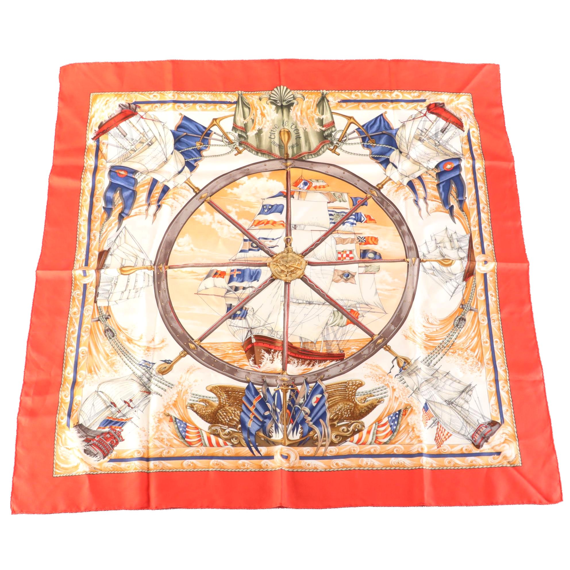 Hermès ''Vive le Vent" Scarf 90 in Silk Twill