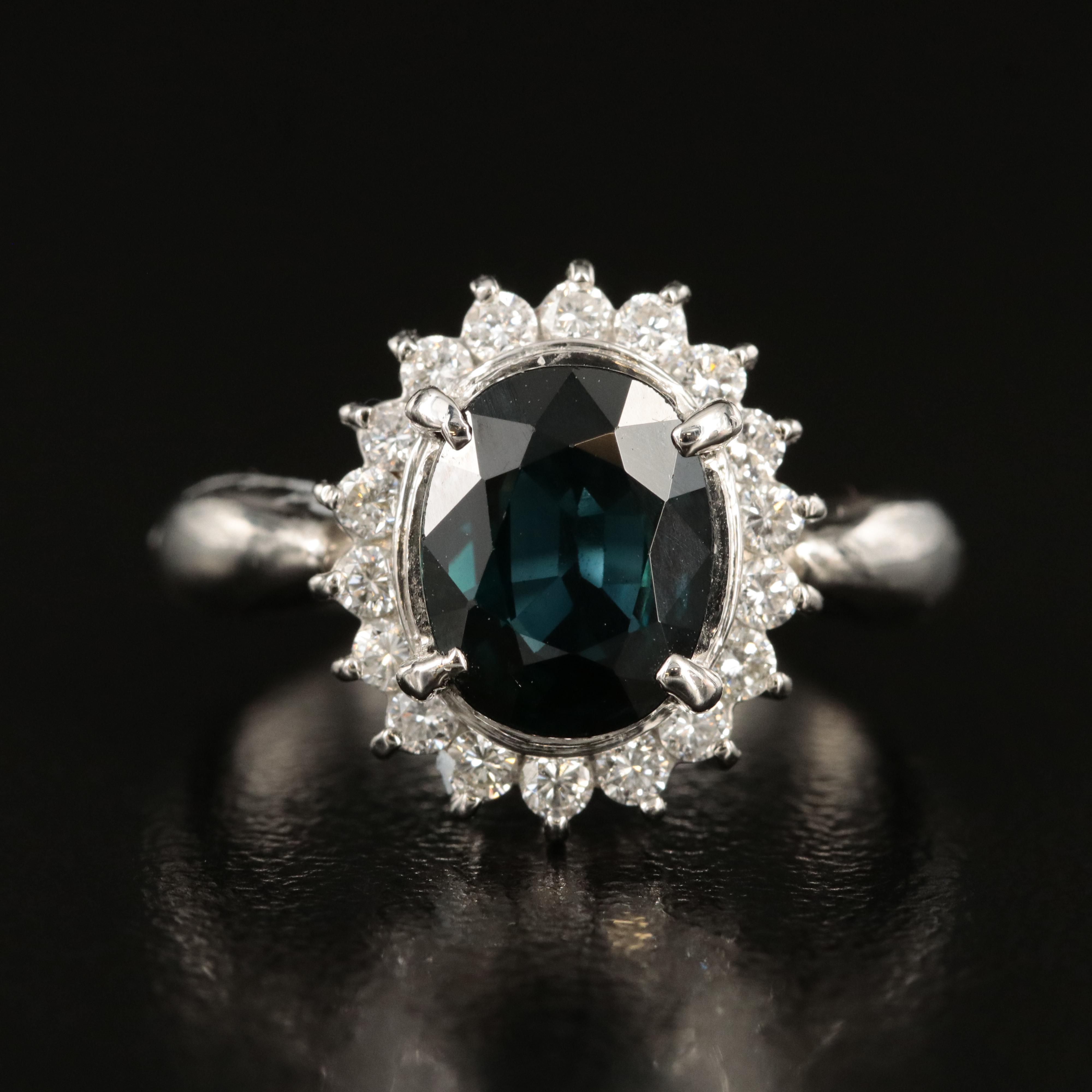 Platinum 2.33 CT Unheated Sapphire and Diamond Ring with GIA Report