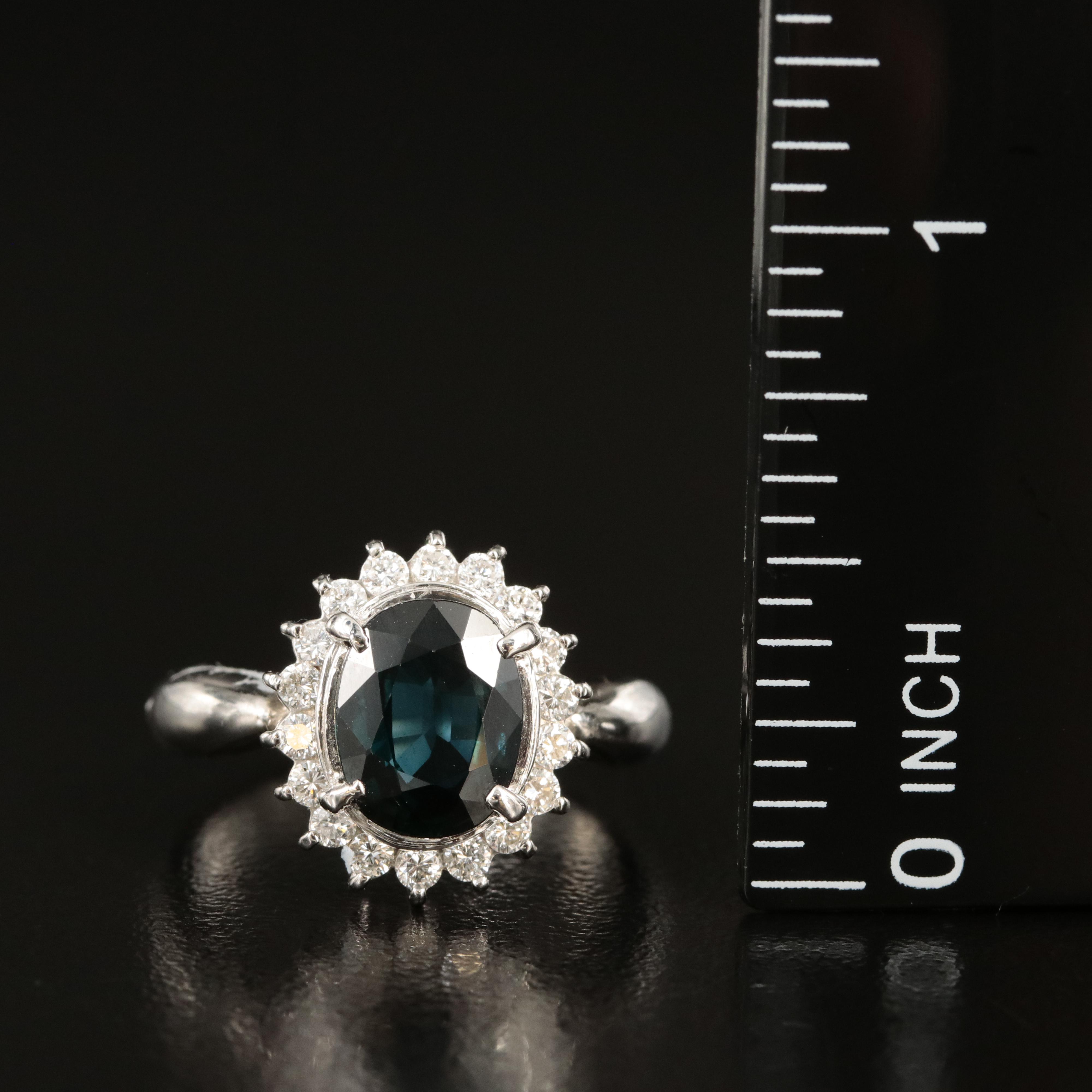 Platinum 2.33 CT Unheated Sapphire and Diamond Ring with GIA Report