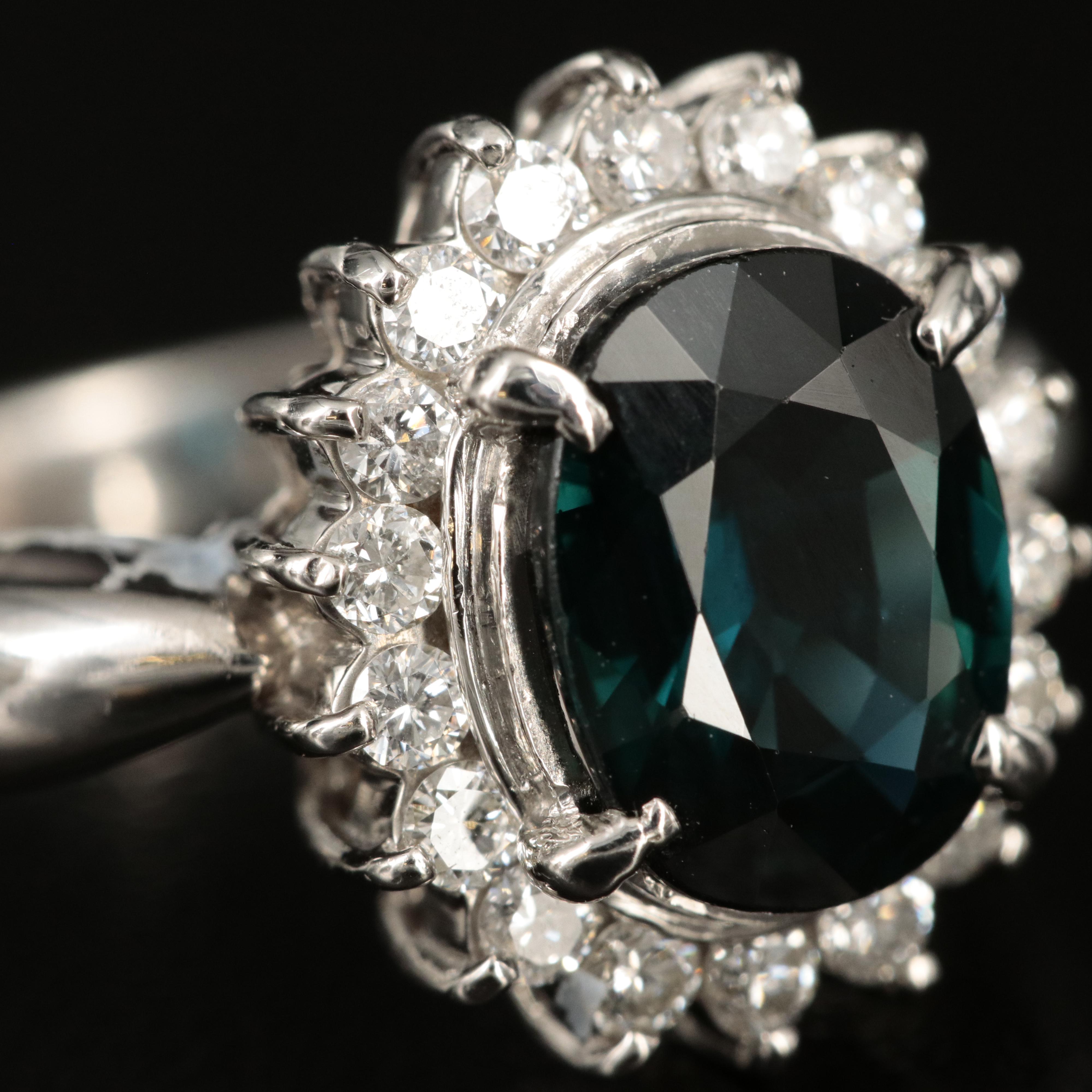 Platinum 2.33 CT Unheated Sapphire and Diamond Ring with GIA Report