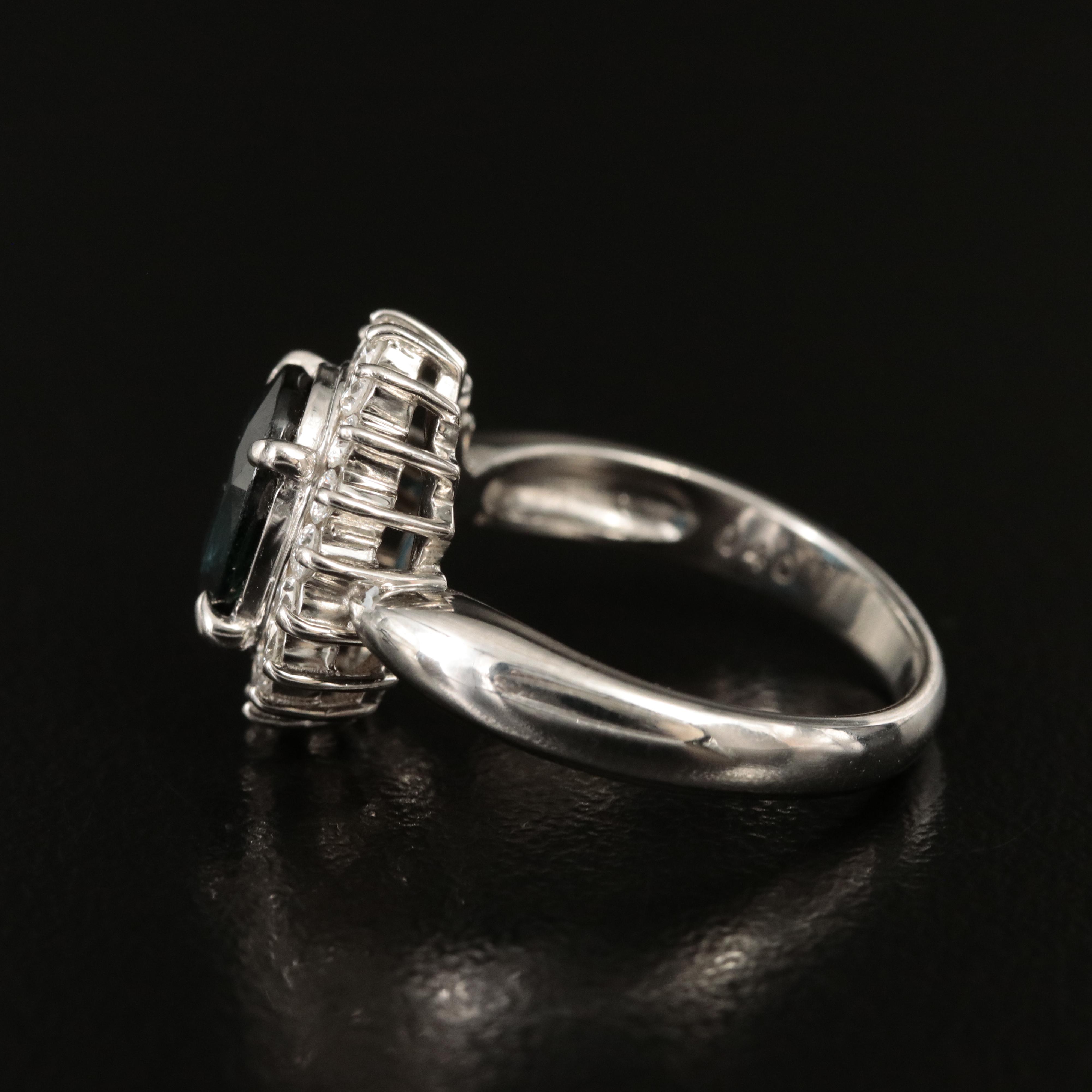 Platinum 2.33 CT Unheated Sapphire and Diamond Ring with GIA Report