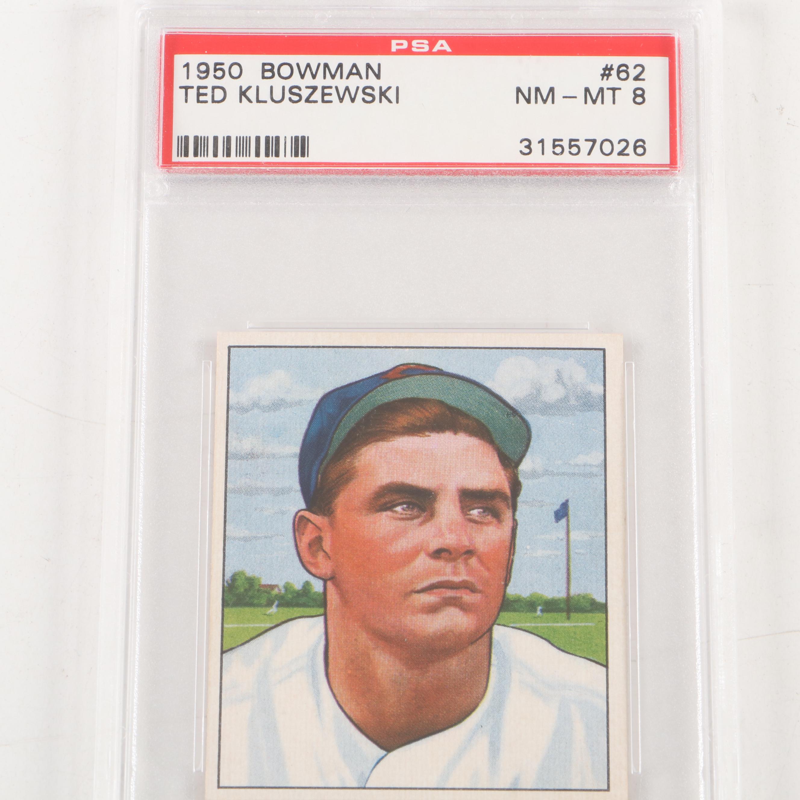 1950 Bowman Baseball Cards with Ted Kluszewski Graded PSA 8 Near Mint