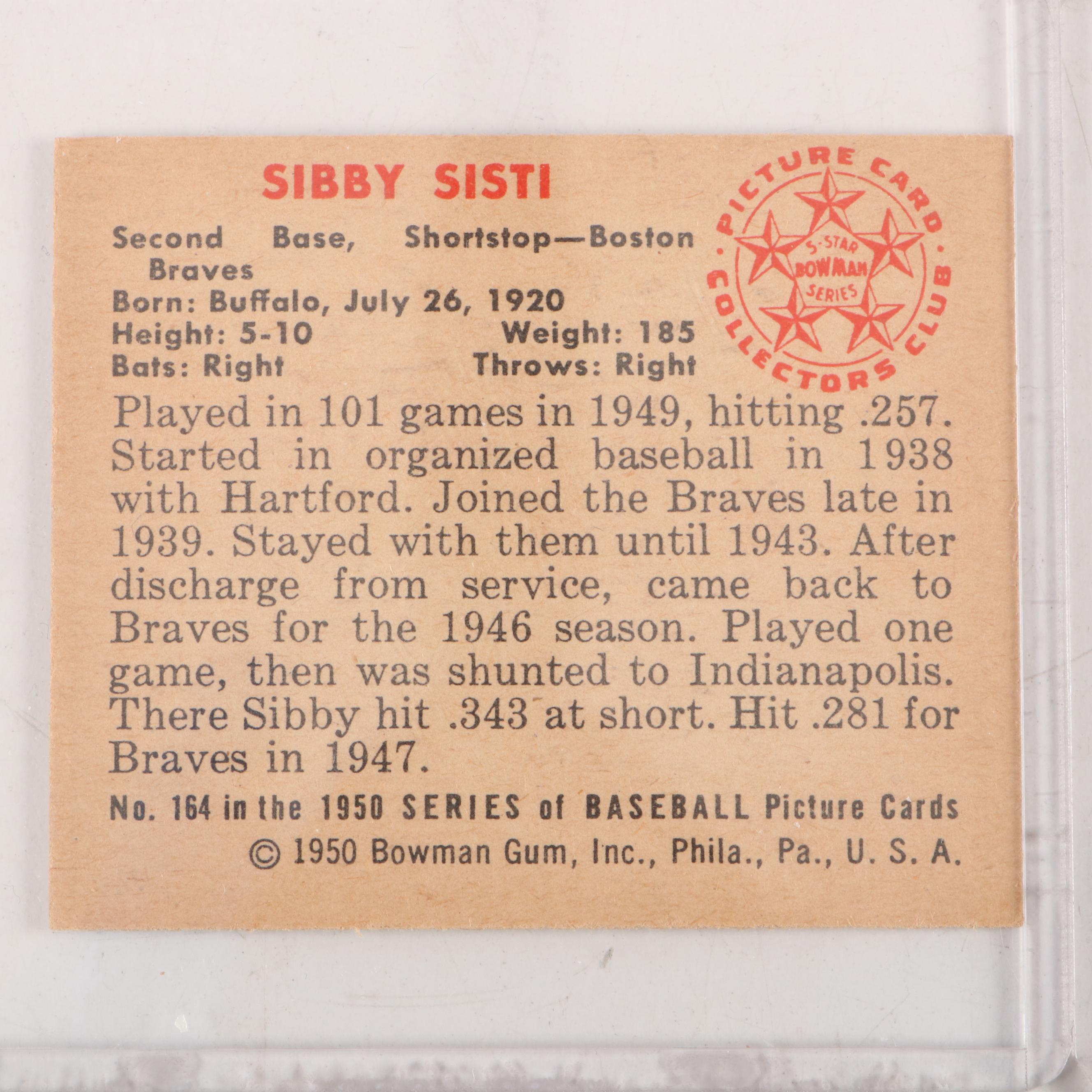 1950 Bowman Baseball Cards with Ted Kluszewski Graded PSA 8 Near Mint