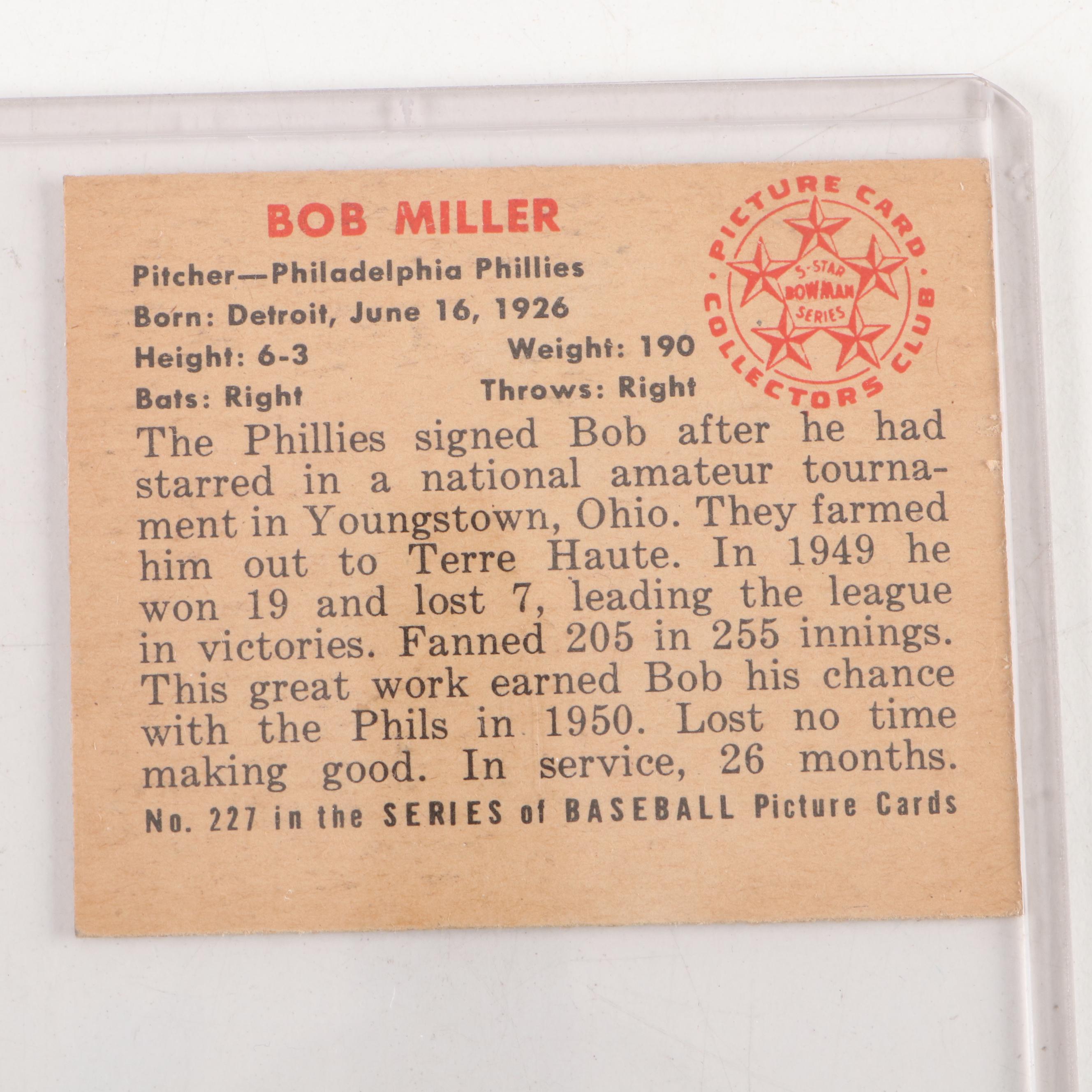 1950 Bowman Baseball Cards with Ted Kluszewski Graded PSA 8 Near Mint