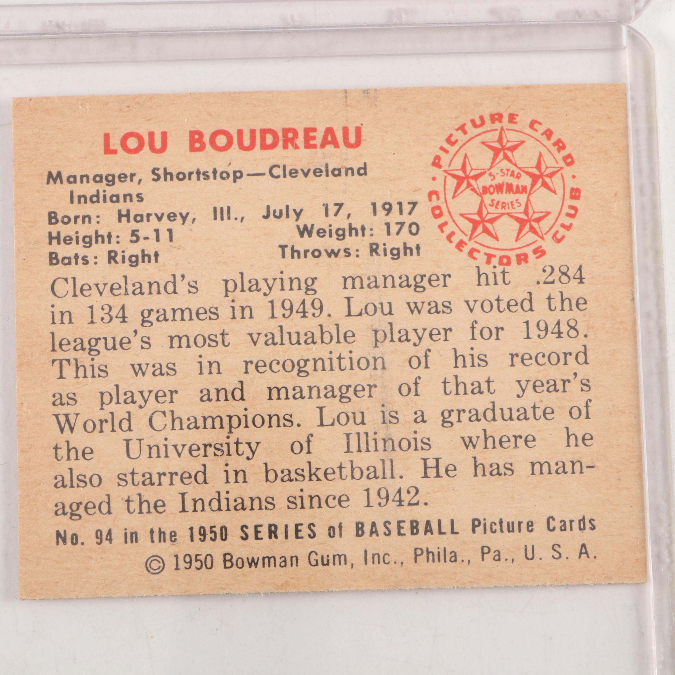 1950 Bowman Baseball Cards with Ted Kluszewski Graded PSA 8 Near Mint