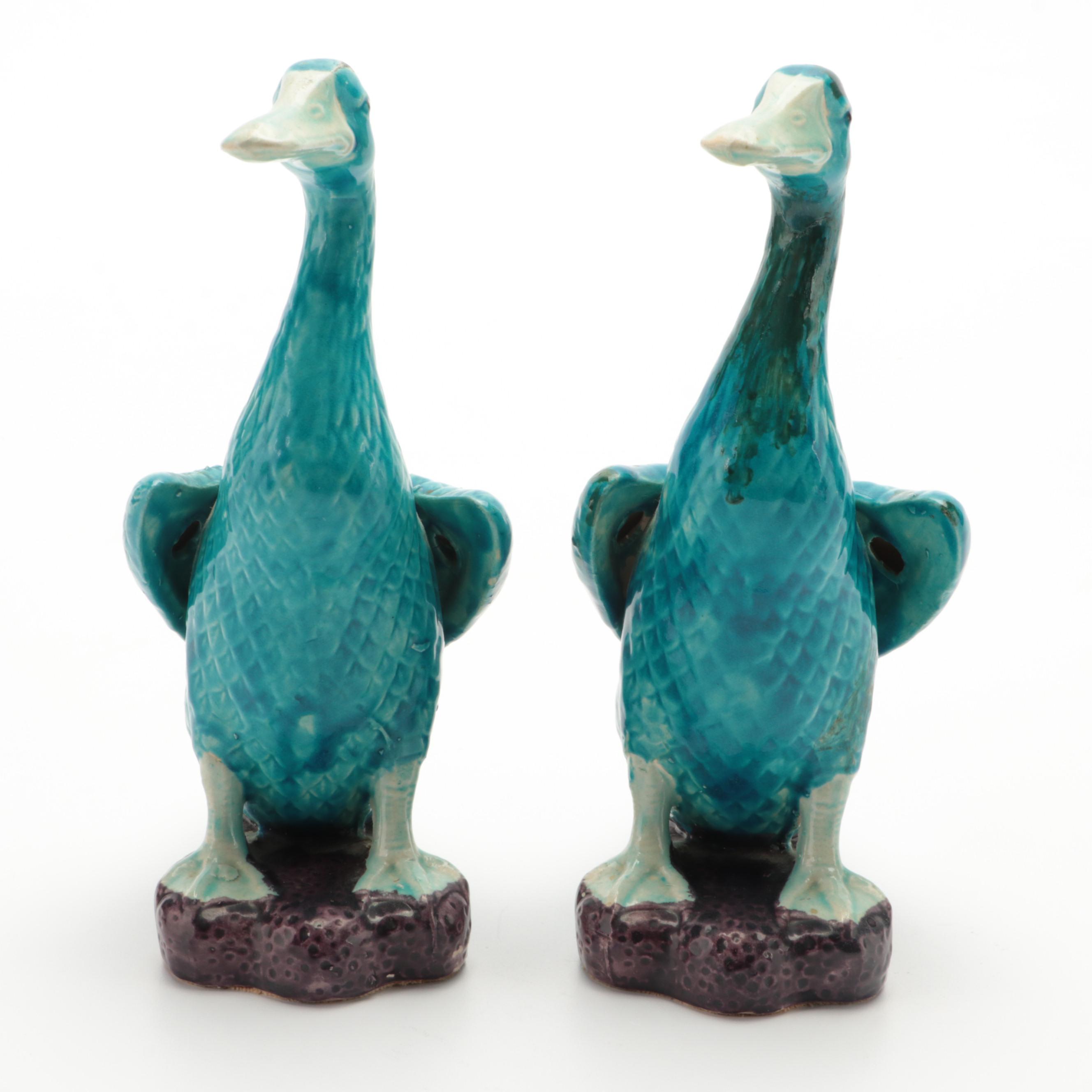 Chinese Porcelain Nanking Ducks, Early to Mid 20th Century