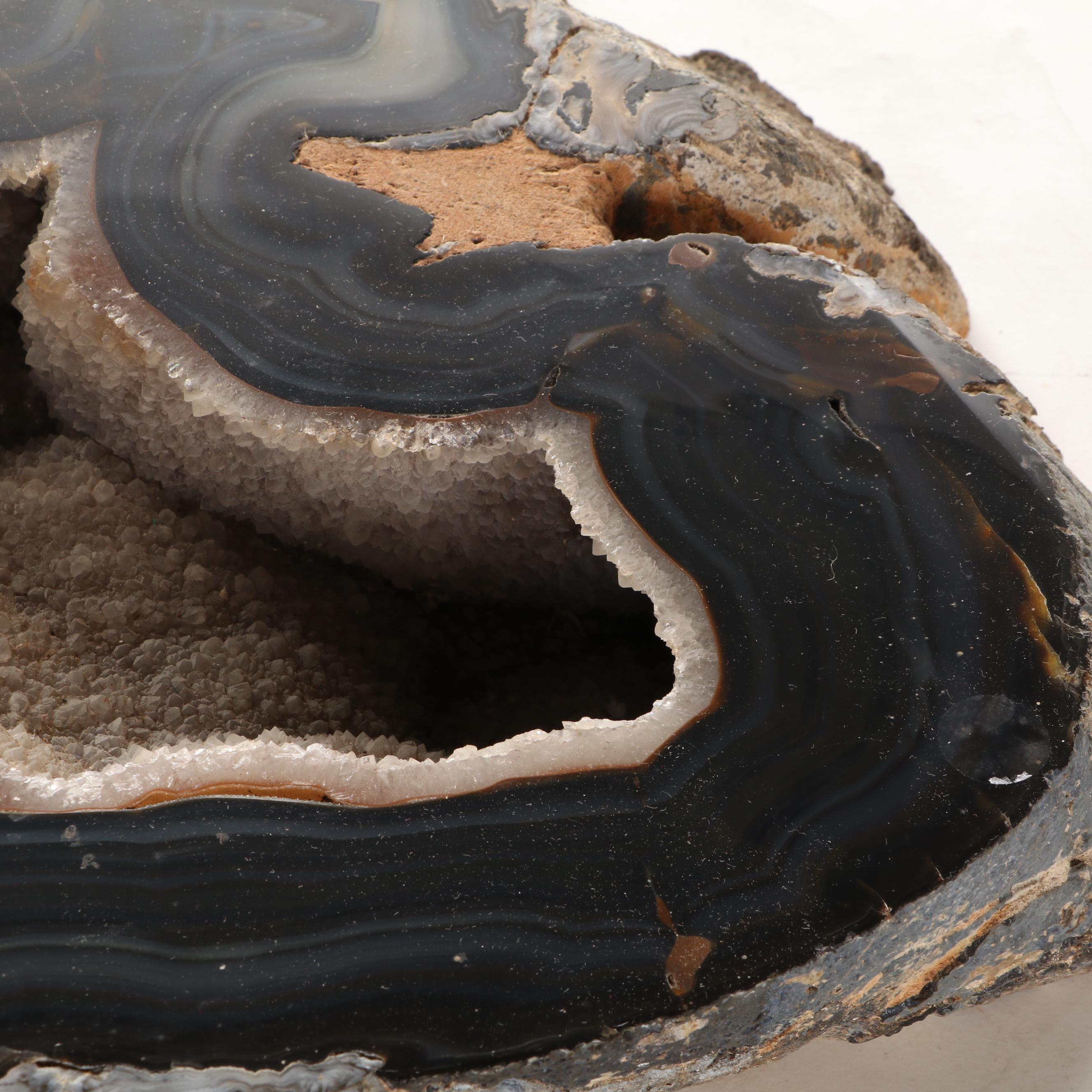 Banded Black Agate Geode Specimen