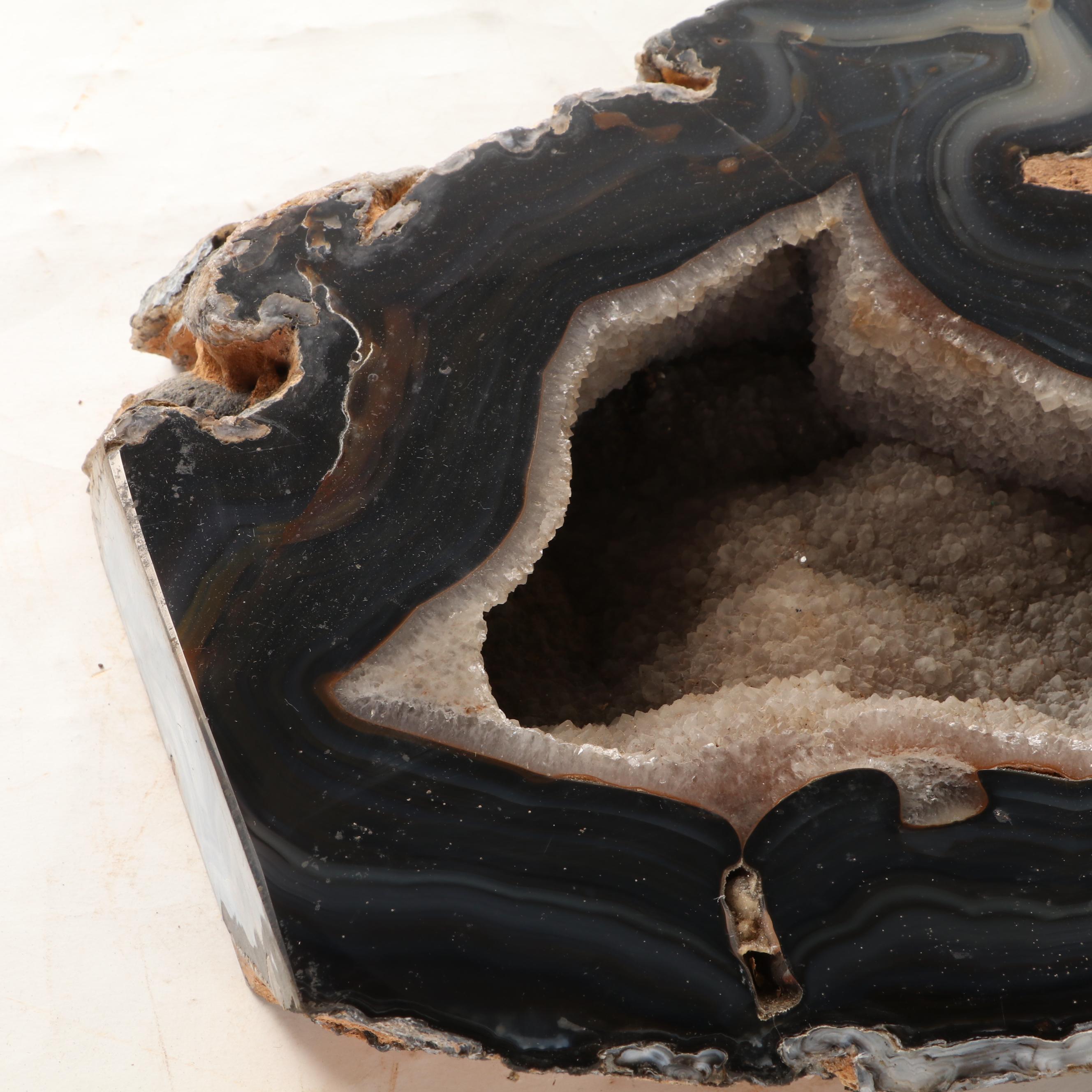 Banded Black Agate Geode Specimen