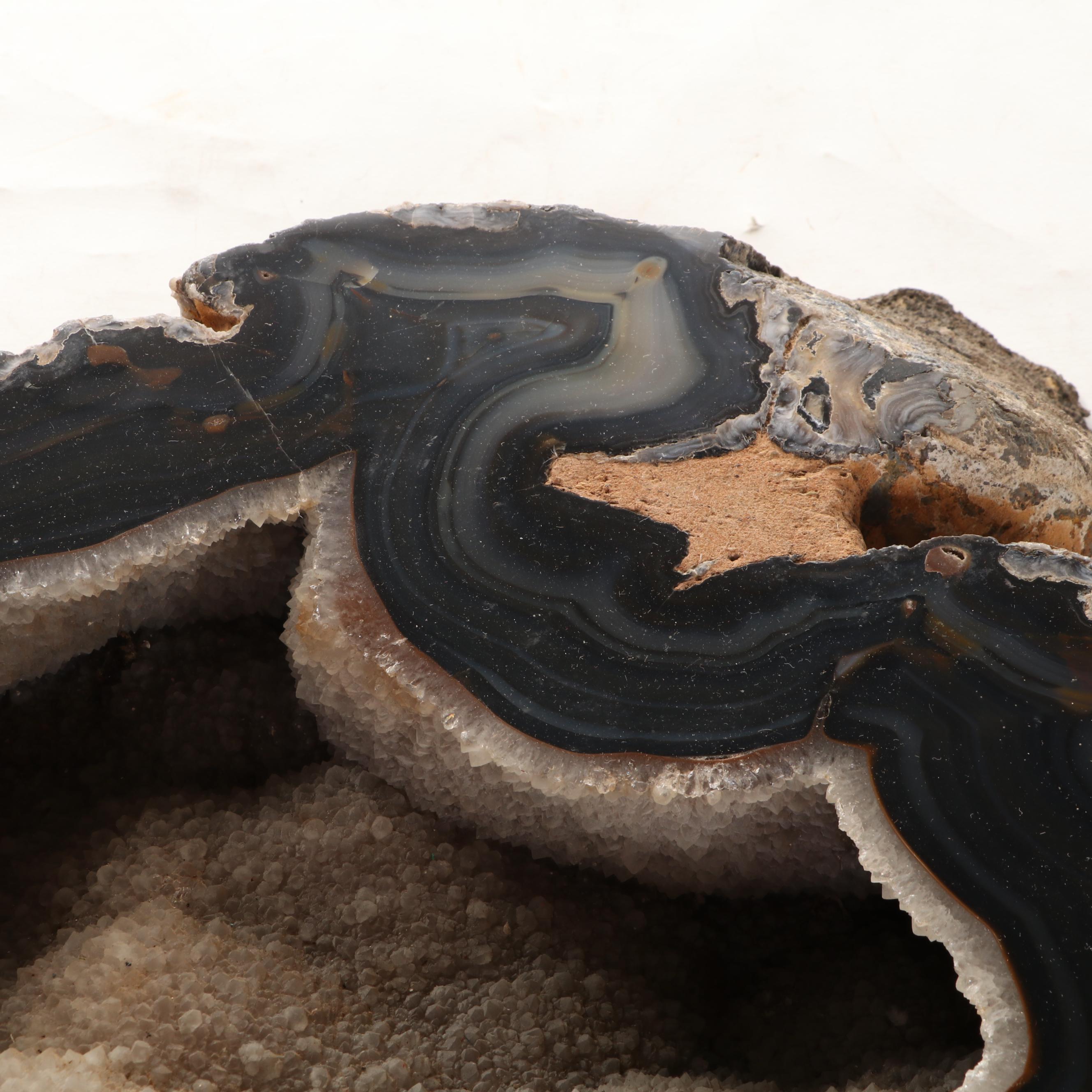 Banded Black Agate Geode Specimen