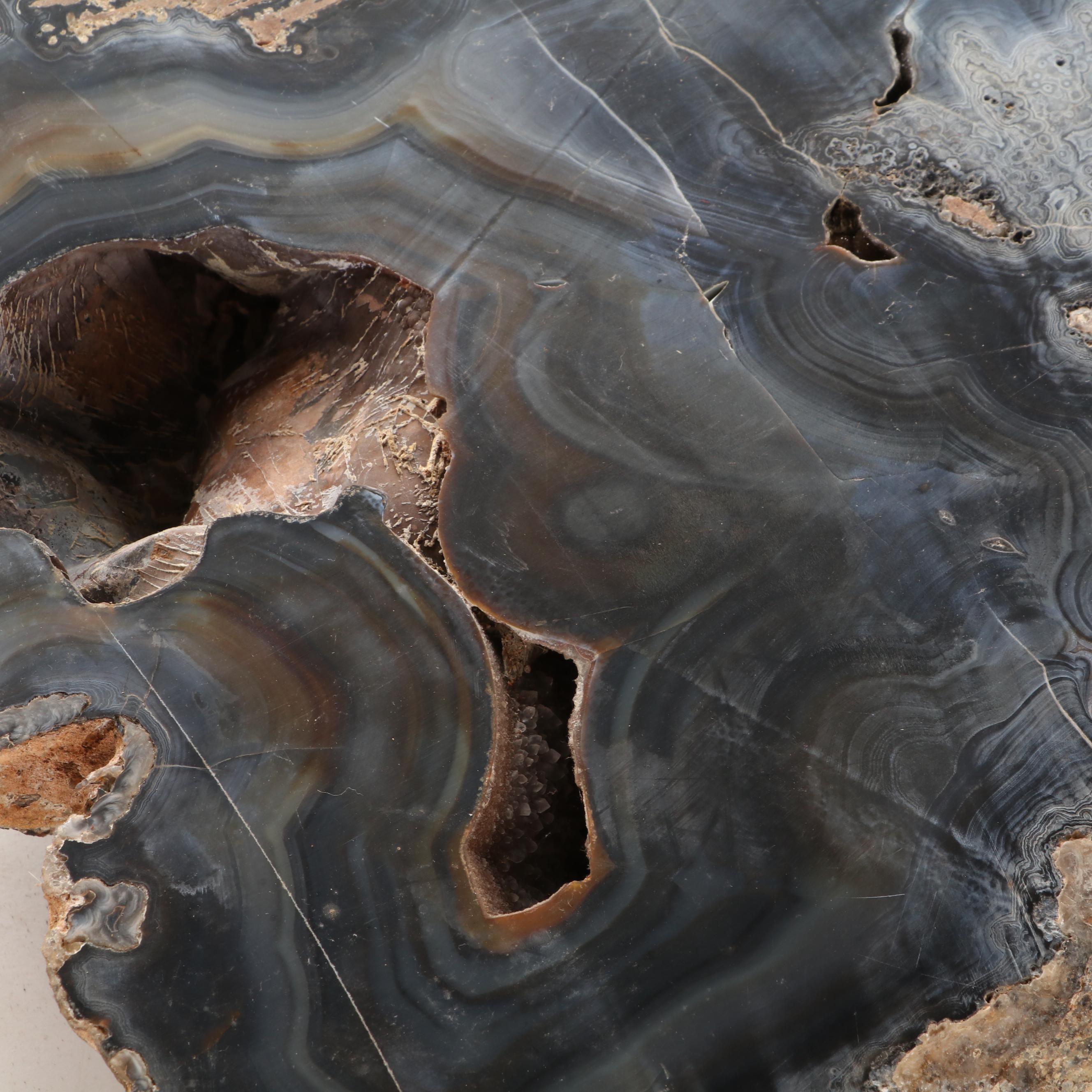 Banded Black Agate Geode Specimen