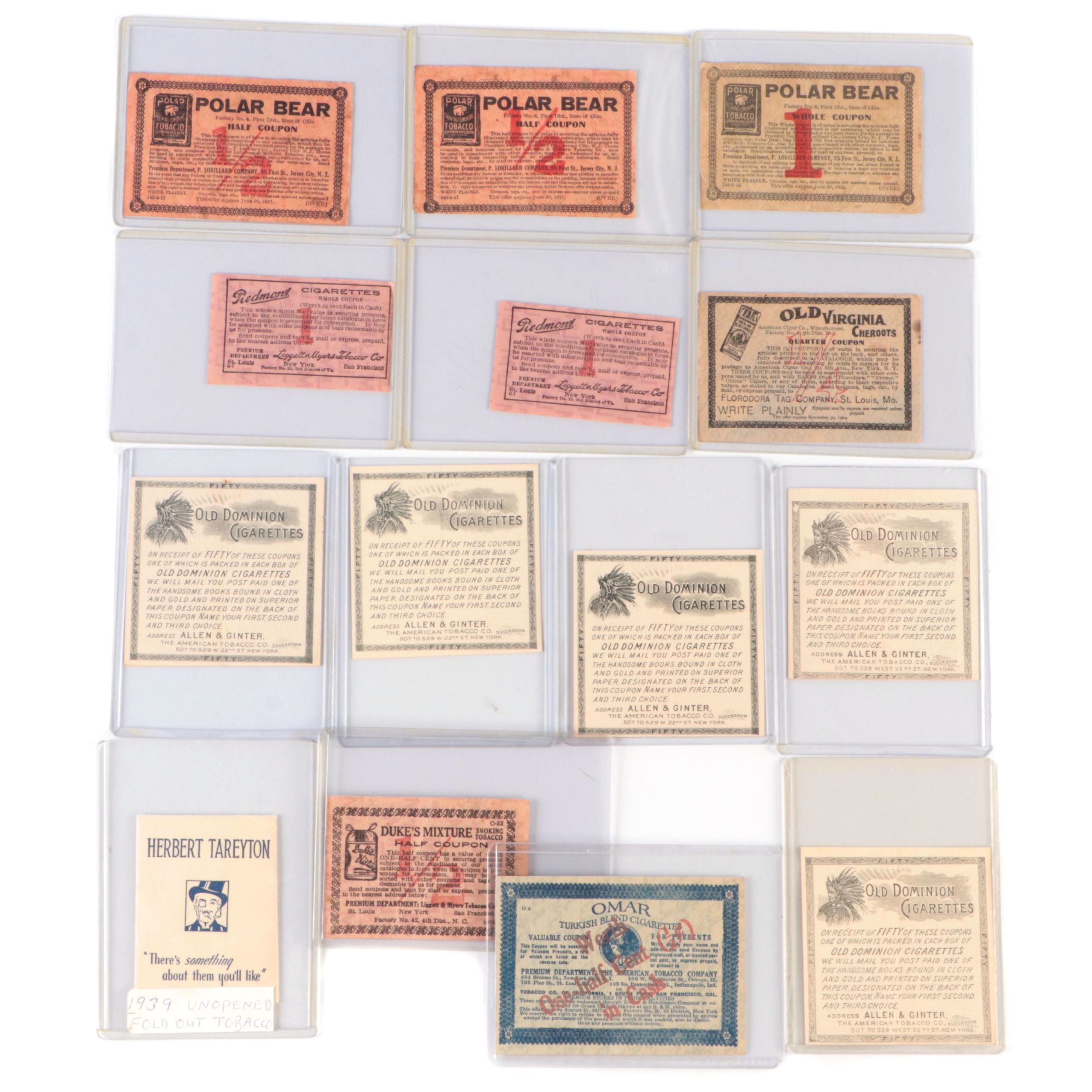 1939 Sealed Herbert Tareyton Fold Out with Cigarette and Cigar Coupons