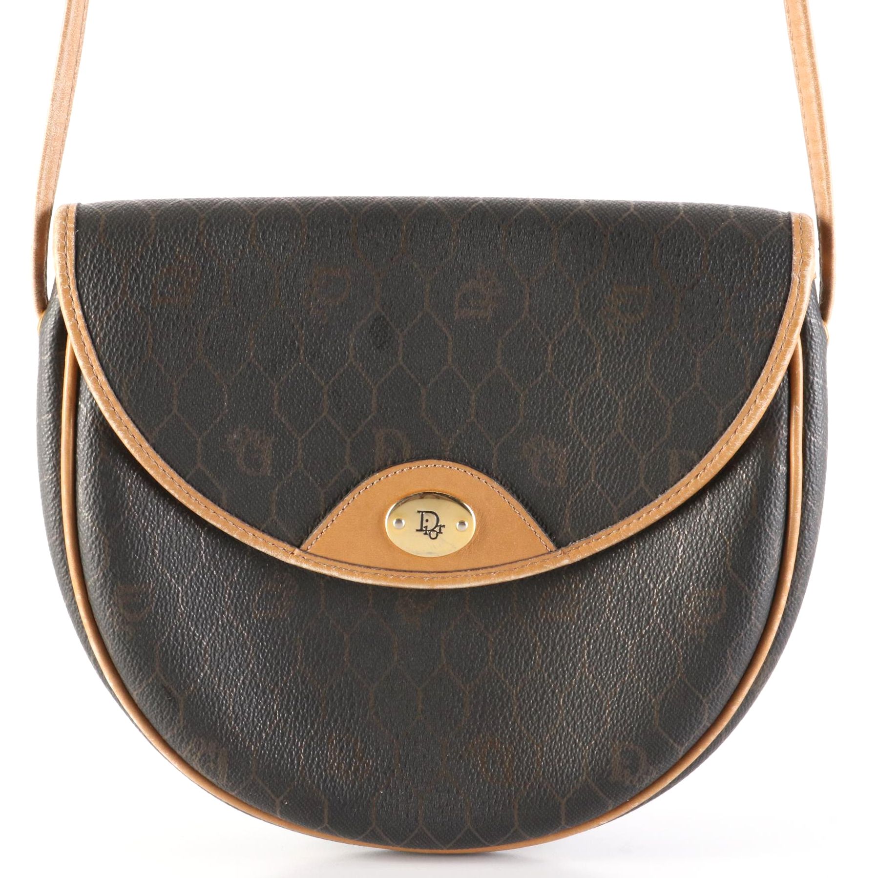 Christian Dior Honeycomb Coated Canvas and Leather Flap Bag