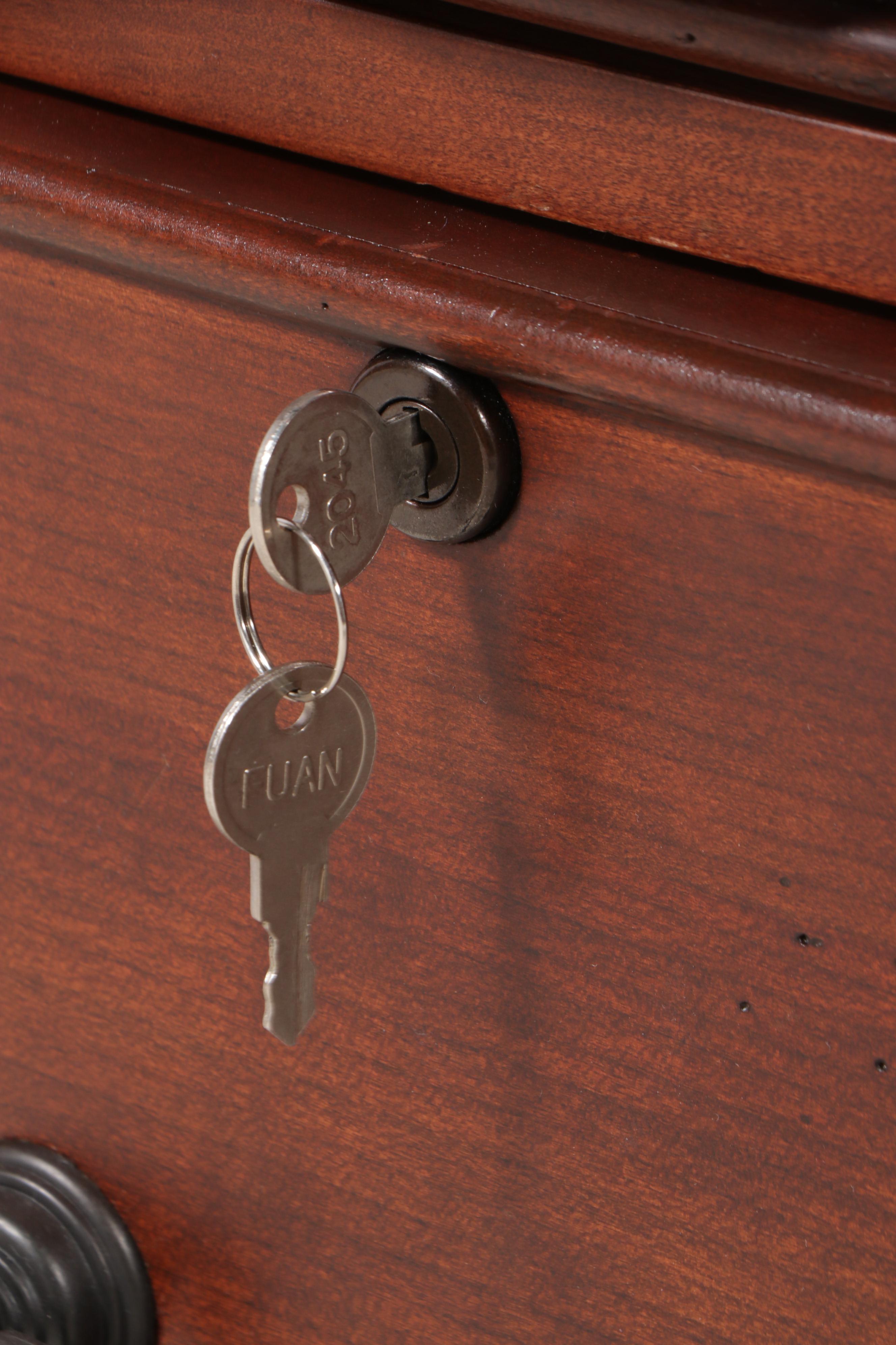 Mahogany-Stained Executive Desk with Global Upholstery Adjustable Chair