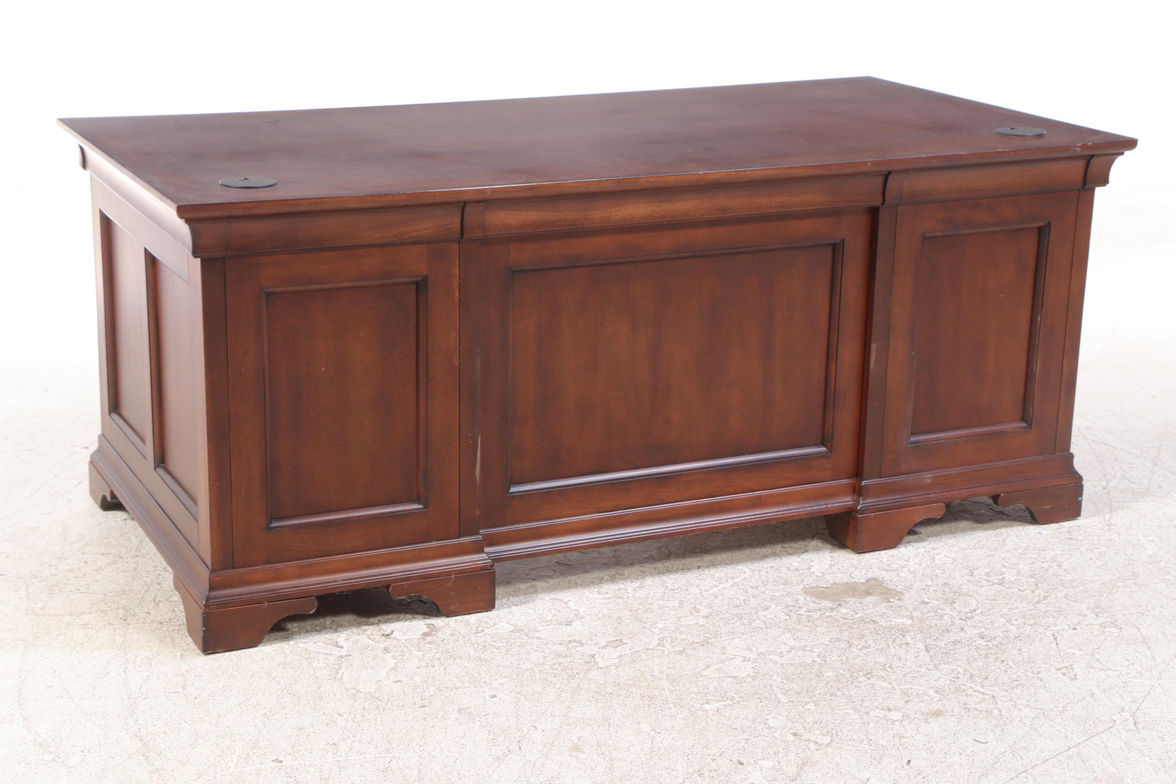 Mahogany-Stained Executive Desk with Global Upholstery Adjustable Chair