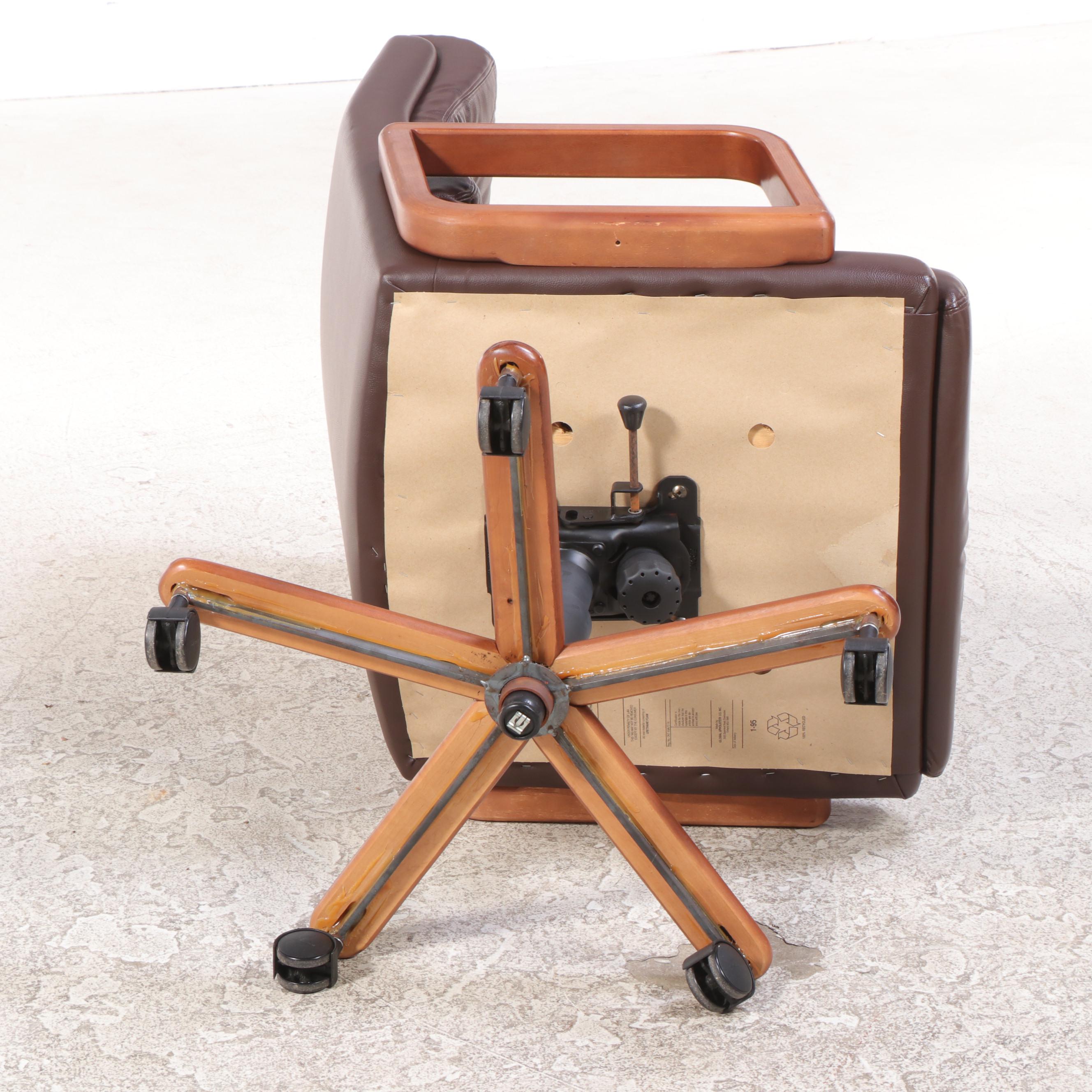 Mahogany-Stained Executive Desk with Global Upholstery Adjustable Chair