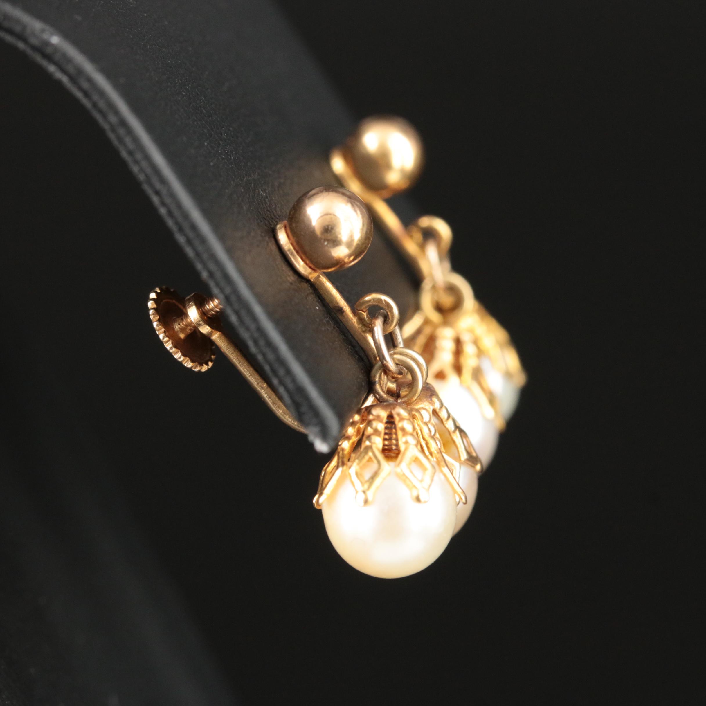 Vintage 14K Pearl Earrings