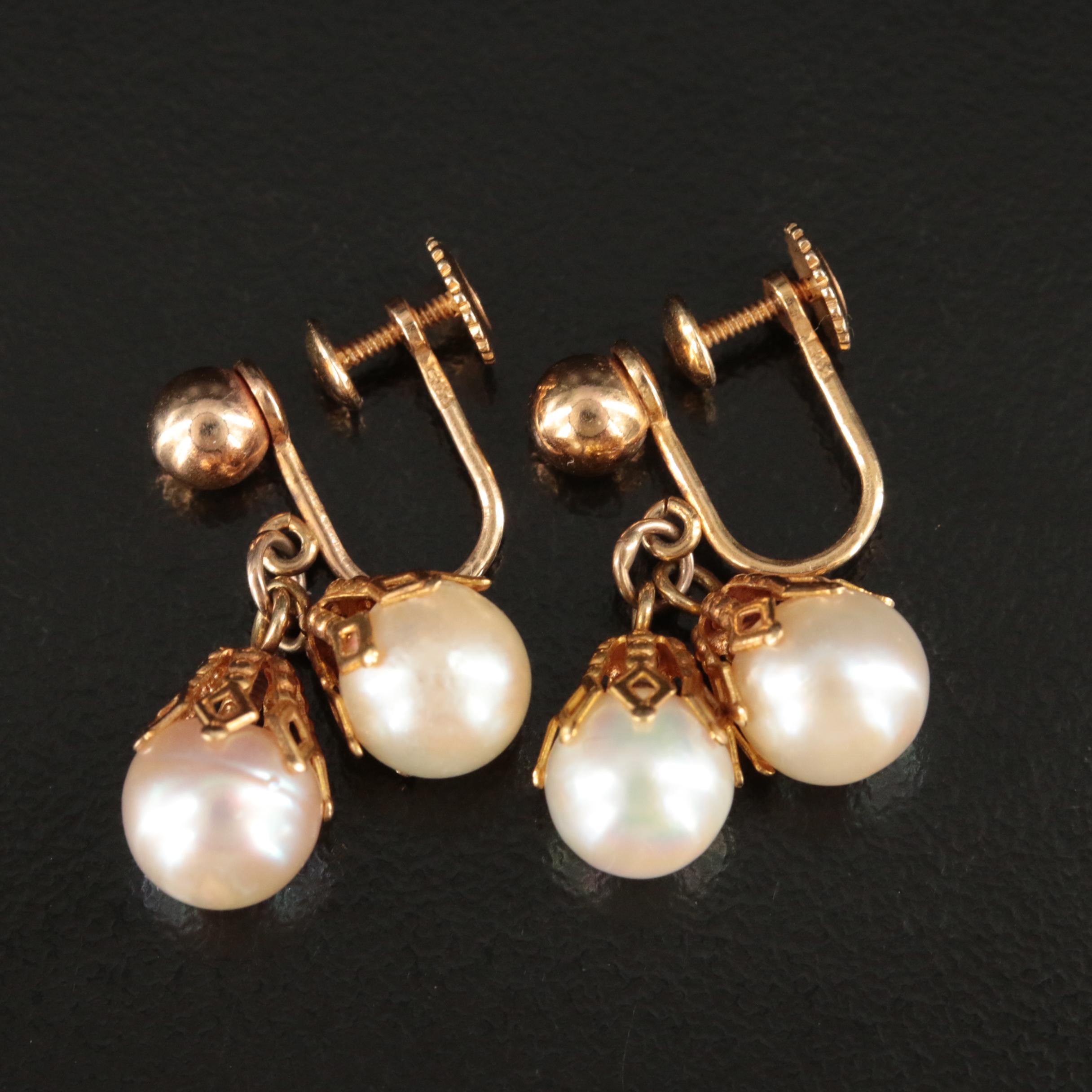 Vintage 14K Pearl Earrings