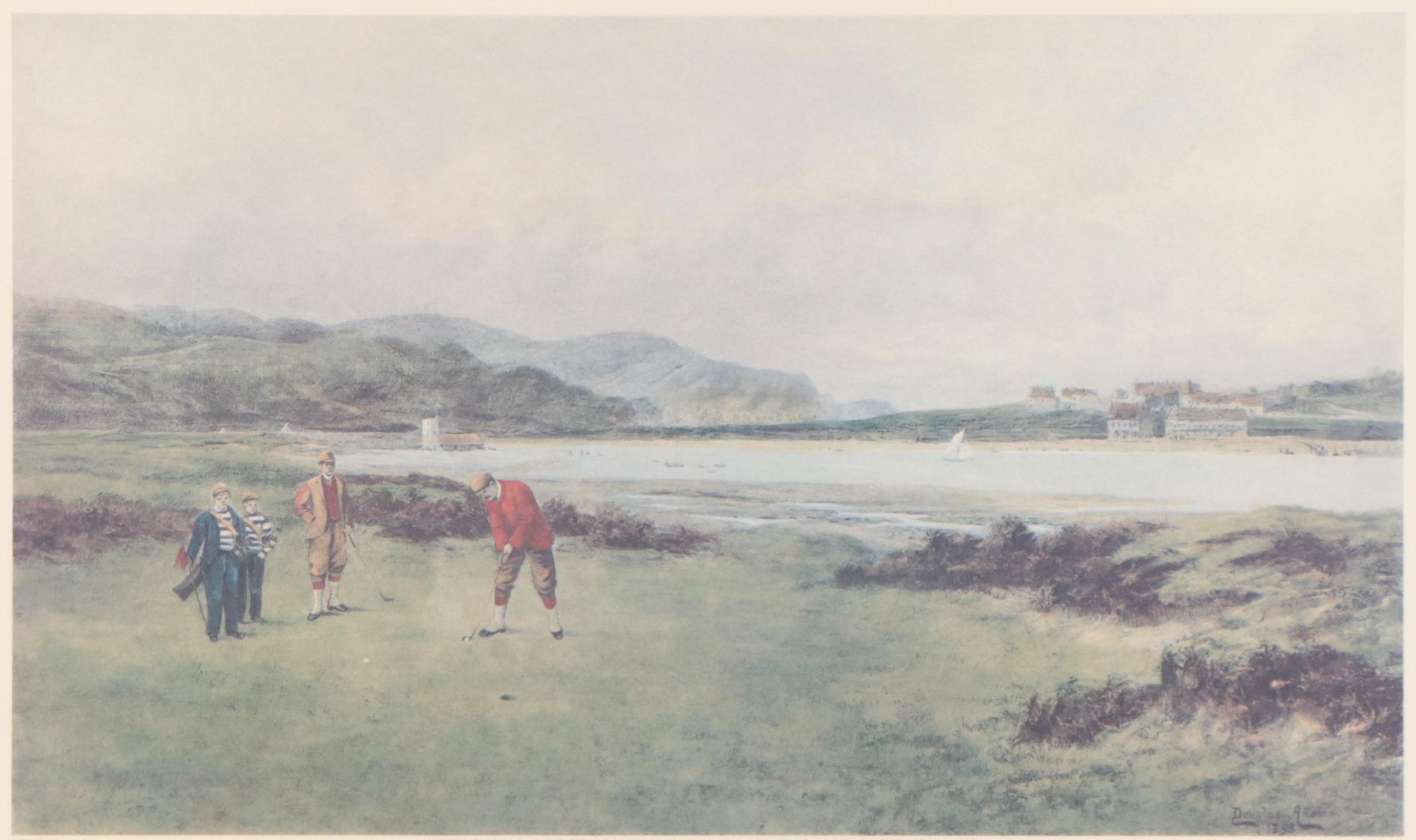 Golf Scene Offset Lithographs After Douglas Adams Including "The Putting Green"