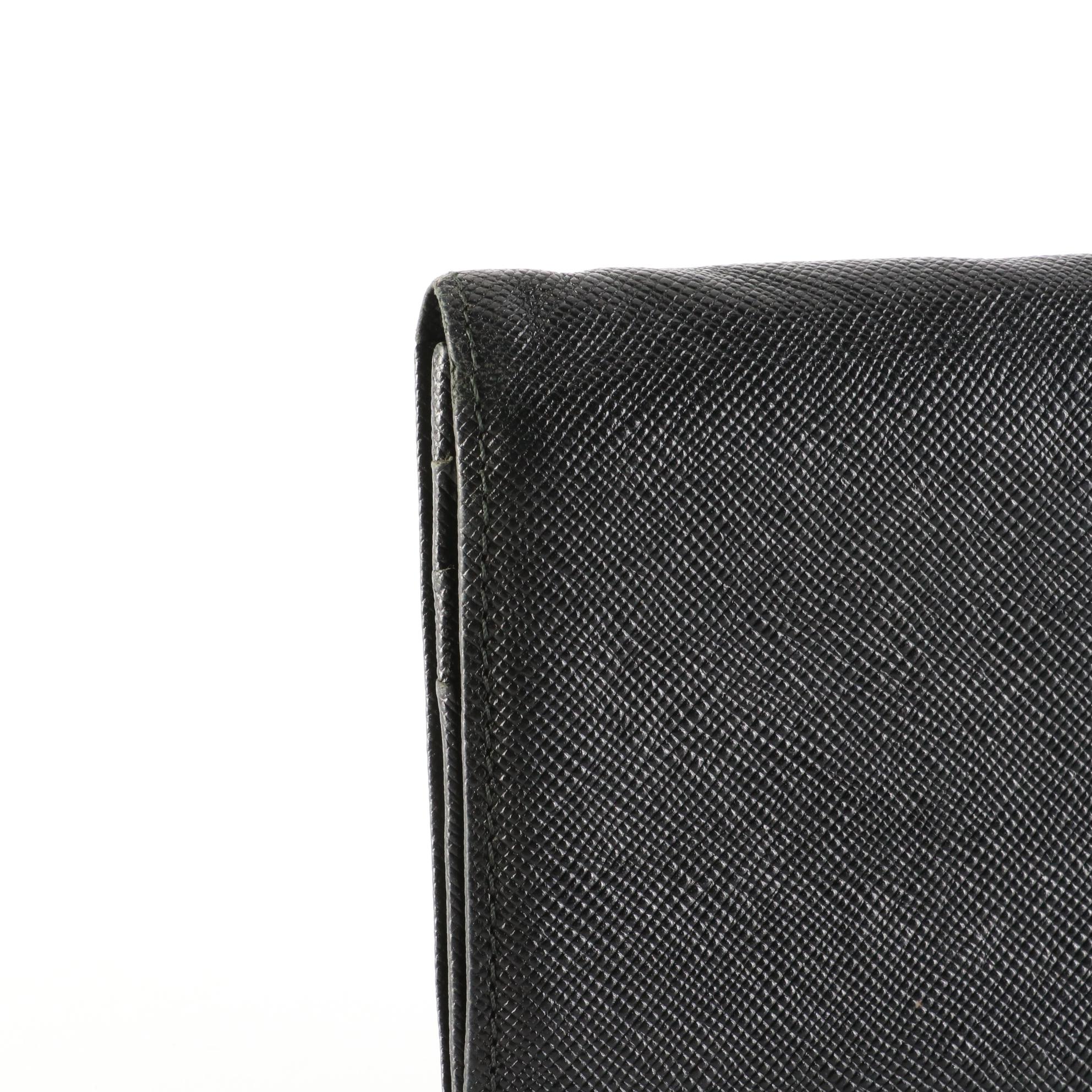 Burberry Long Wallet in Black Saffiano Leather with Box