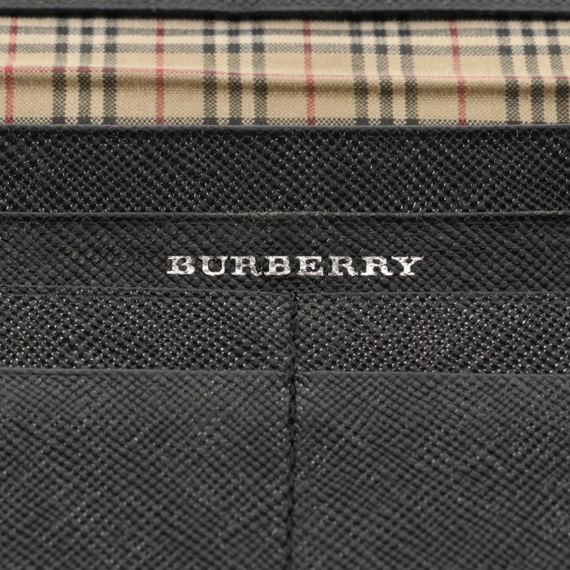 Burberry Long Wallet in Black Saffiano Leather with Box