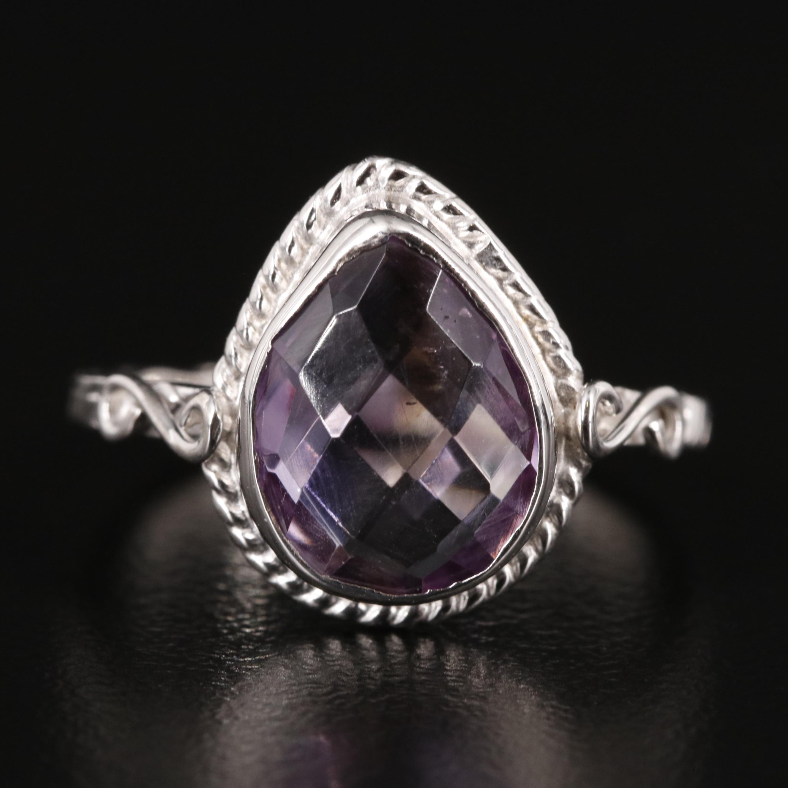Sterling Amethyst Teardrop Ring
