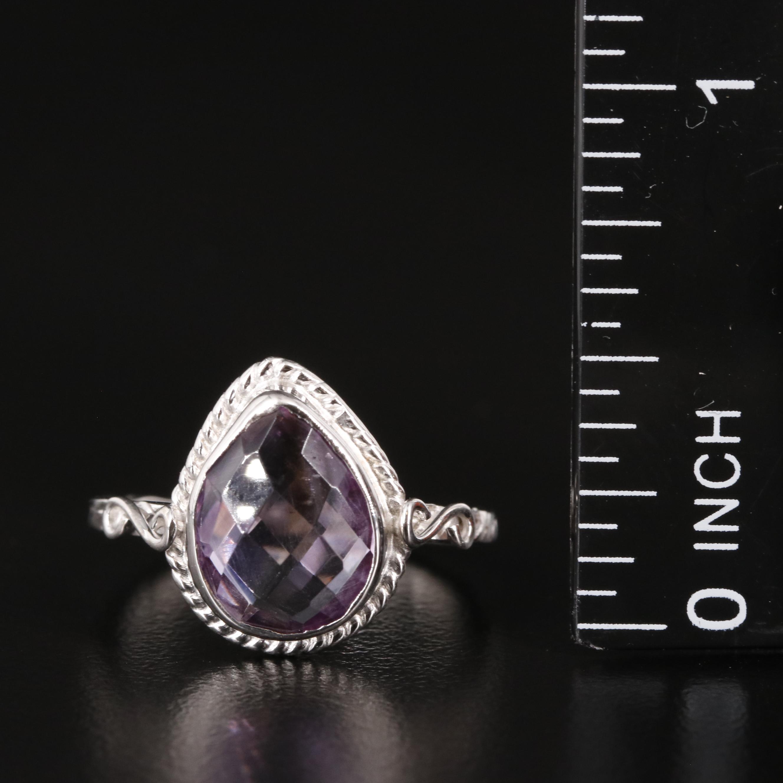 Sterling Amethyst Teardrop Ring