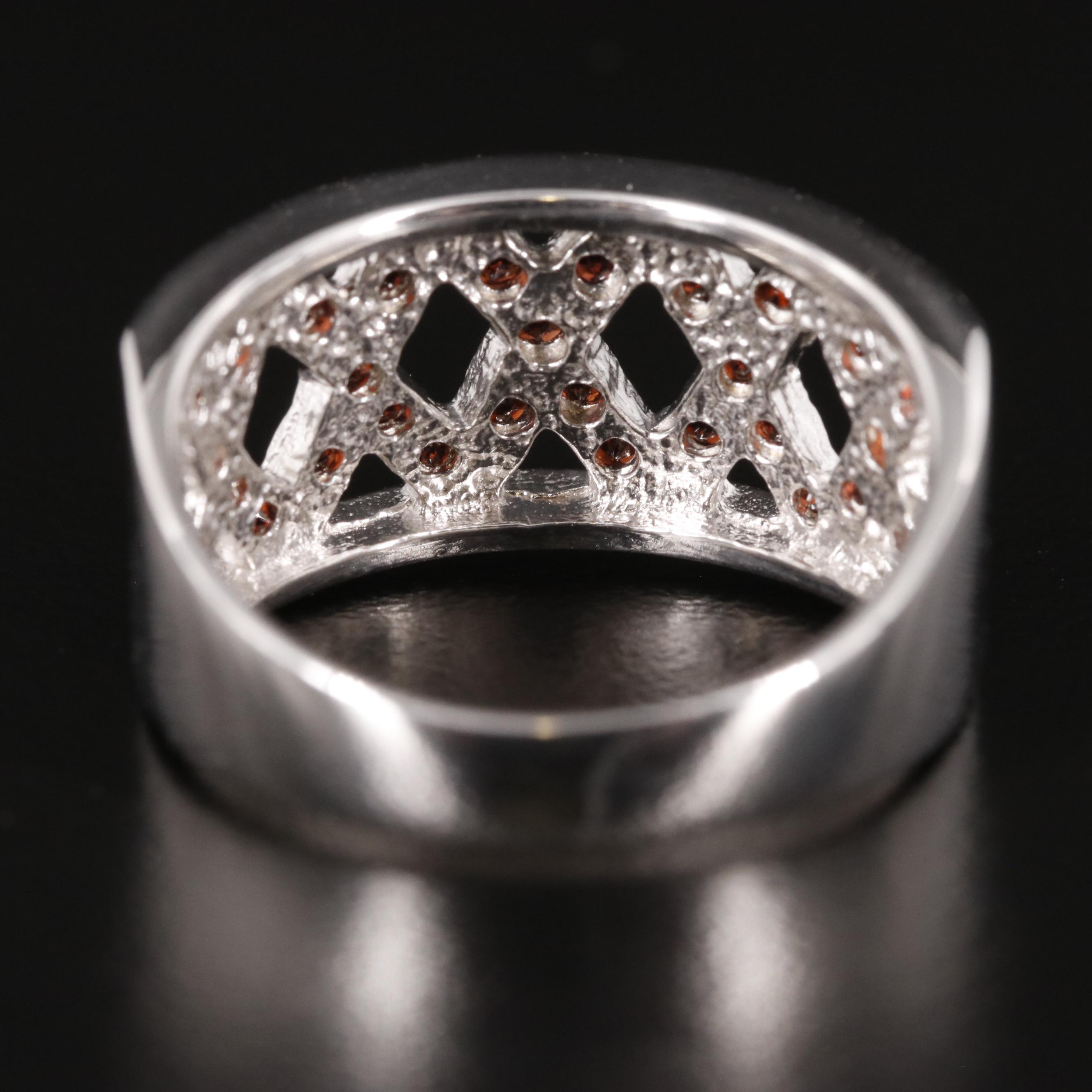 Sterling Garnet X Design Ring