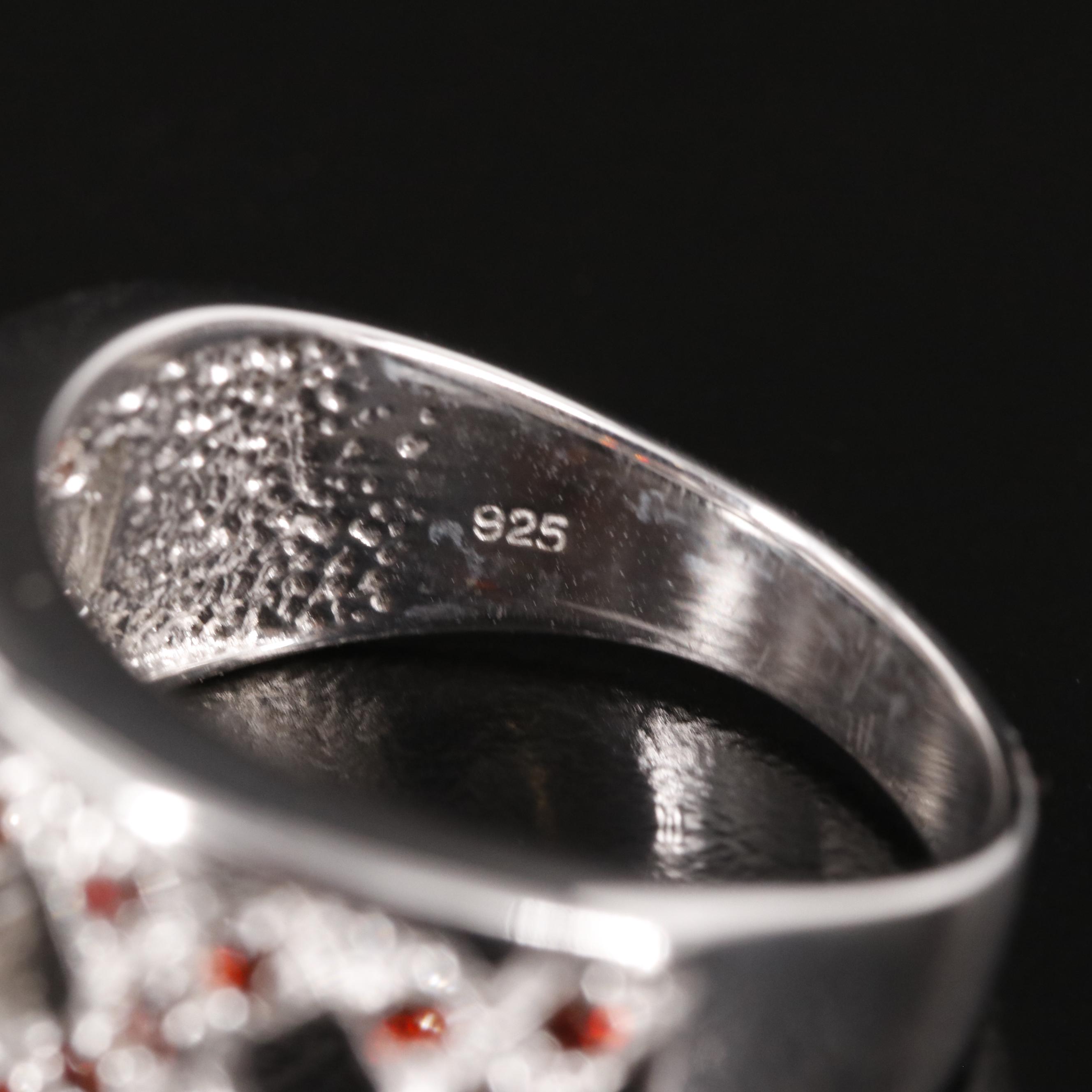 Sterling Garnet X Design Ring