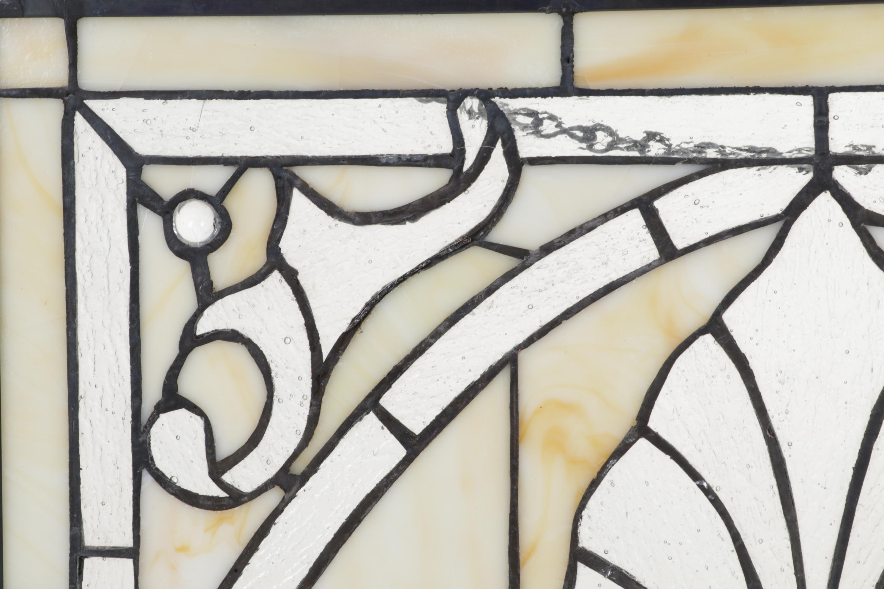 Arts and Crafts Style Slag and Leaded Glass Hanging Panel