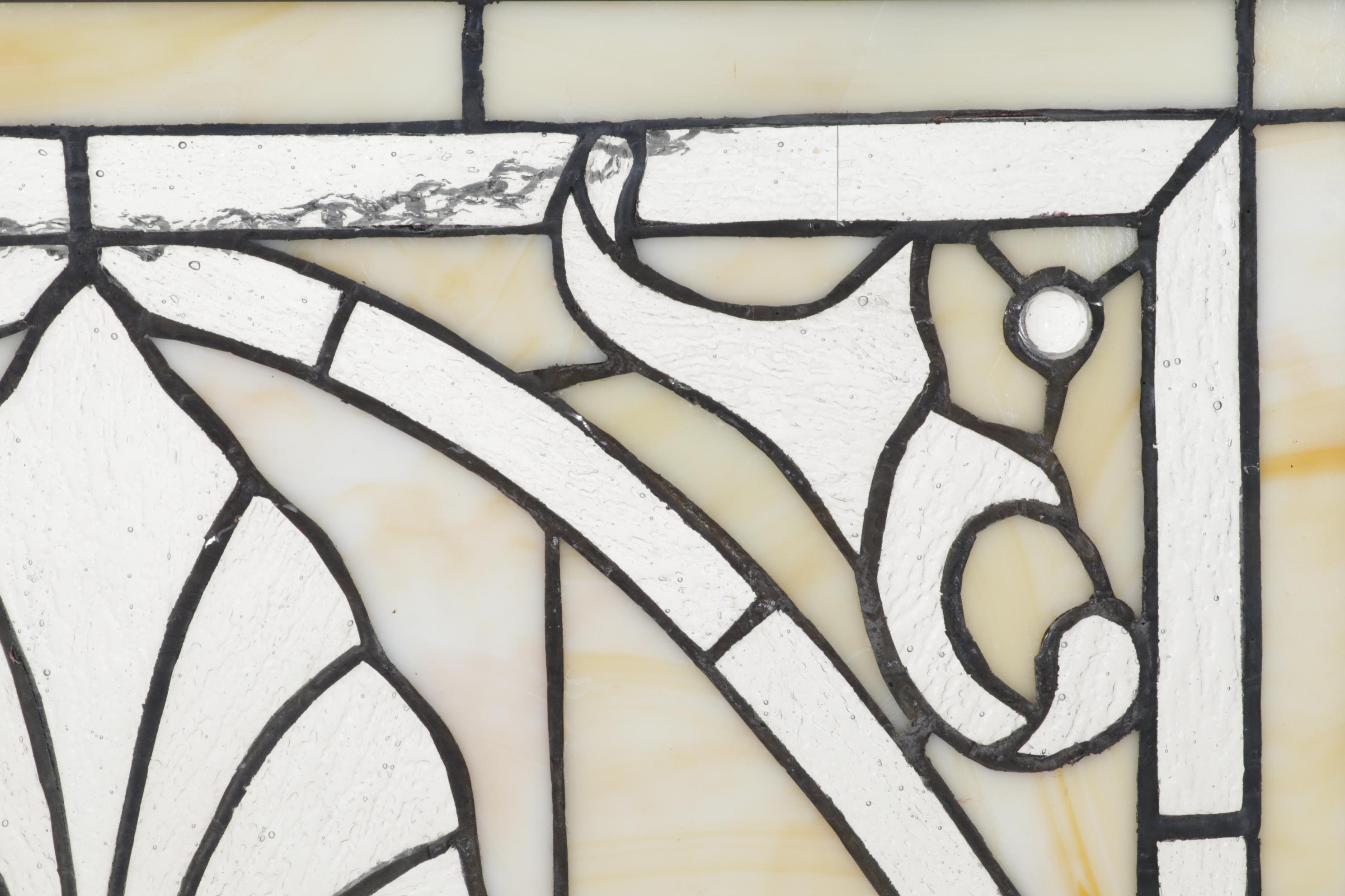 Arts and Crafts Style Slag and Leaded Glass Hanging Panel