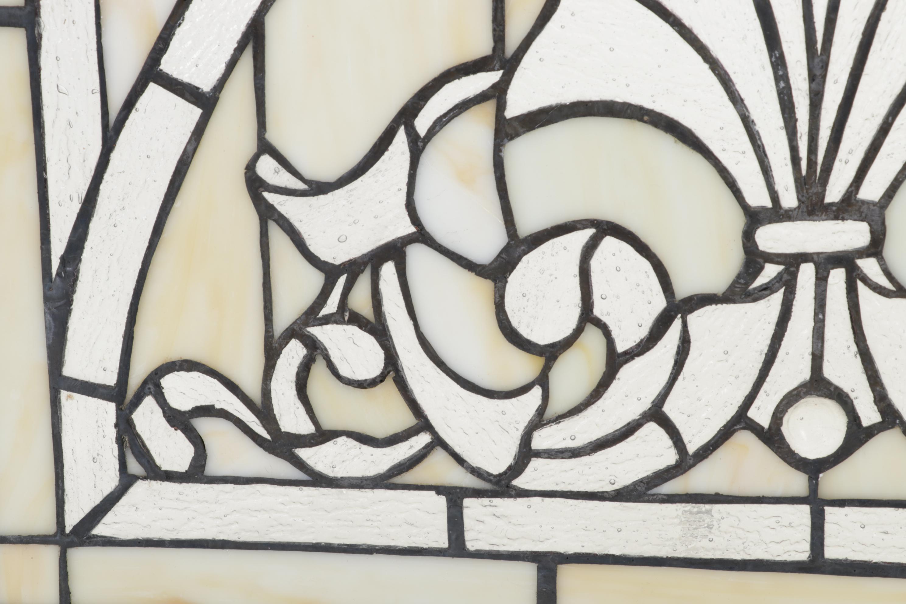 Arts and Crafts Style Slag and Leaded Glass Hanging Panel