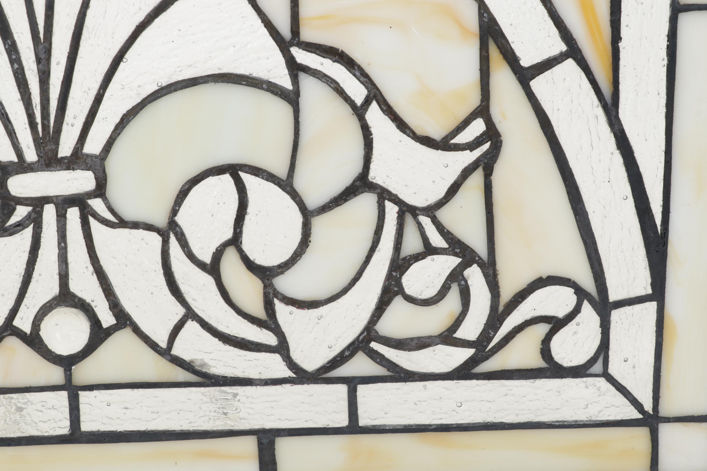 Arts and Crafts Style Slag and Leaded Glass Hanging Panel