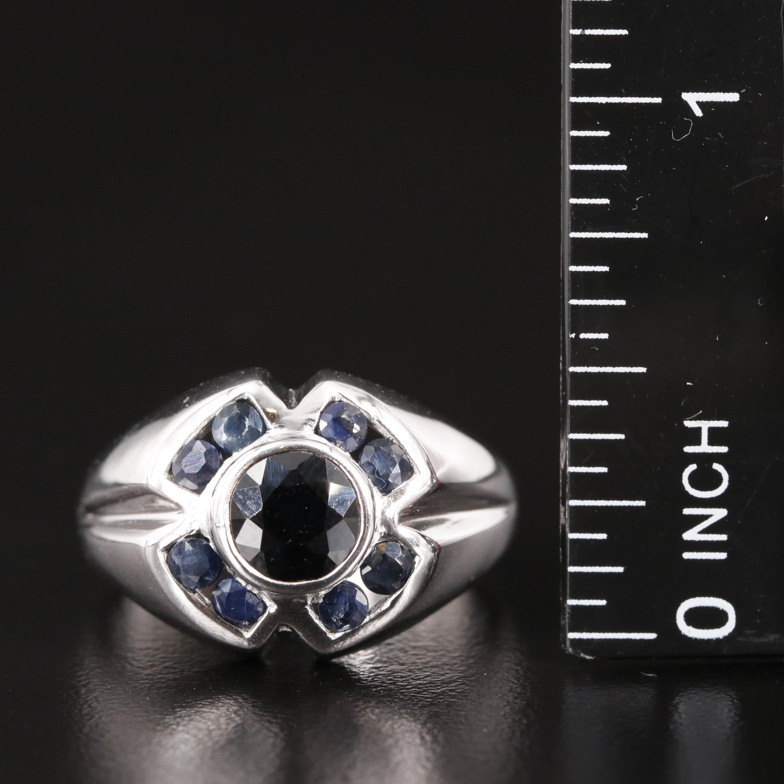 Sterling Sapphire Flower Ring
