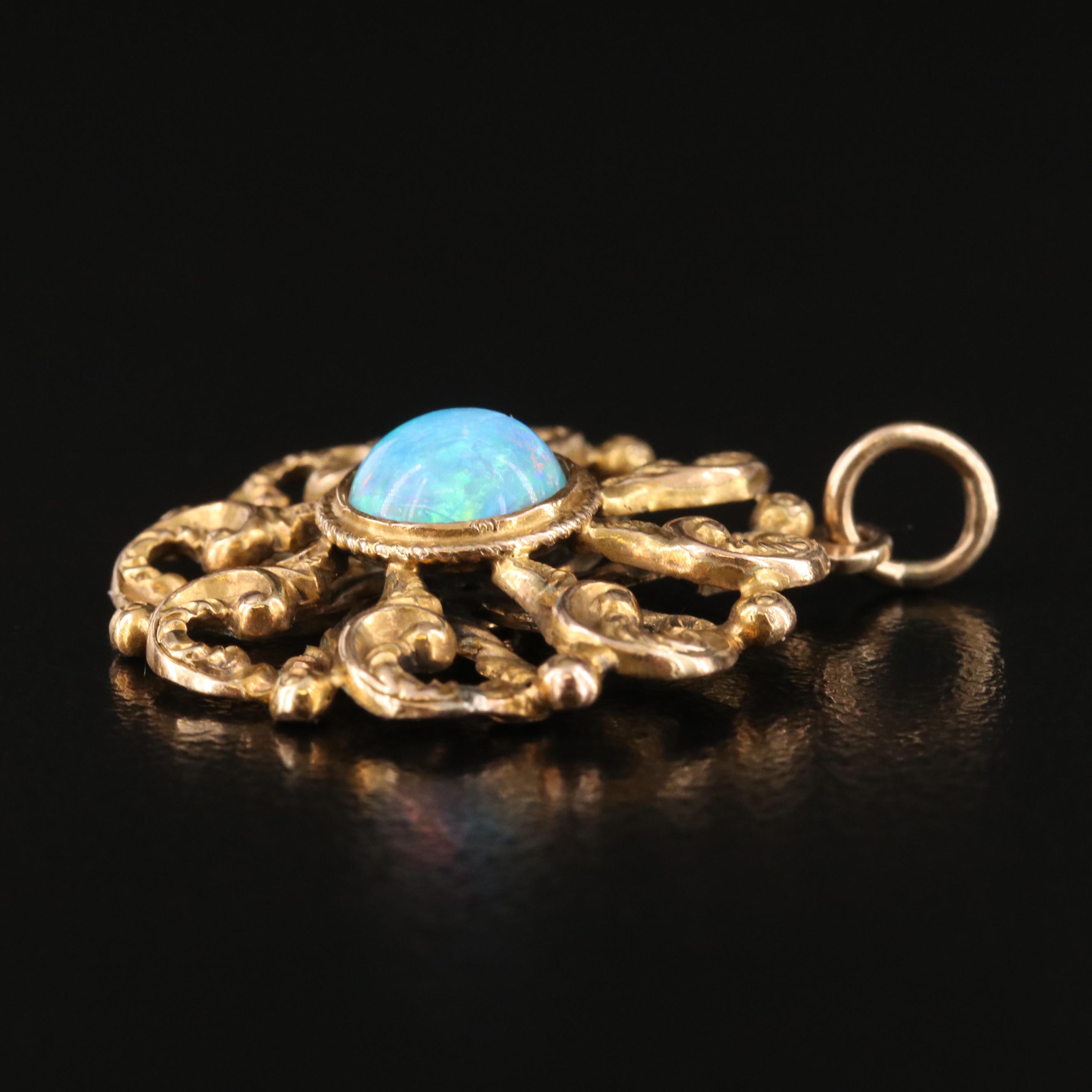 Renaissance Revival 14K Opal Pendant