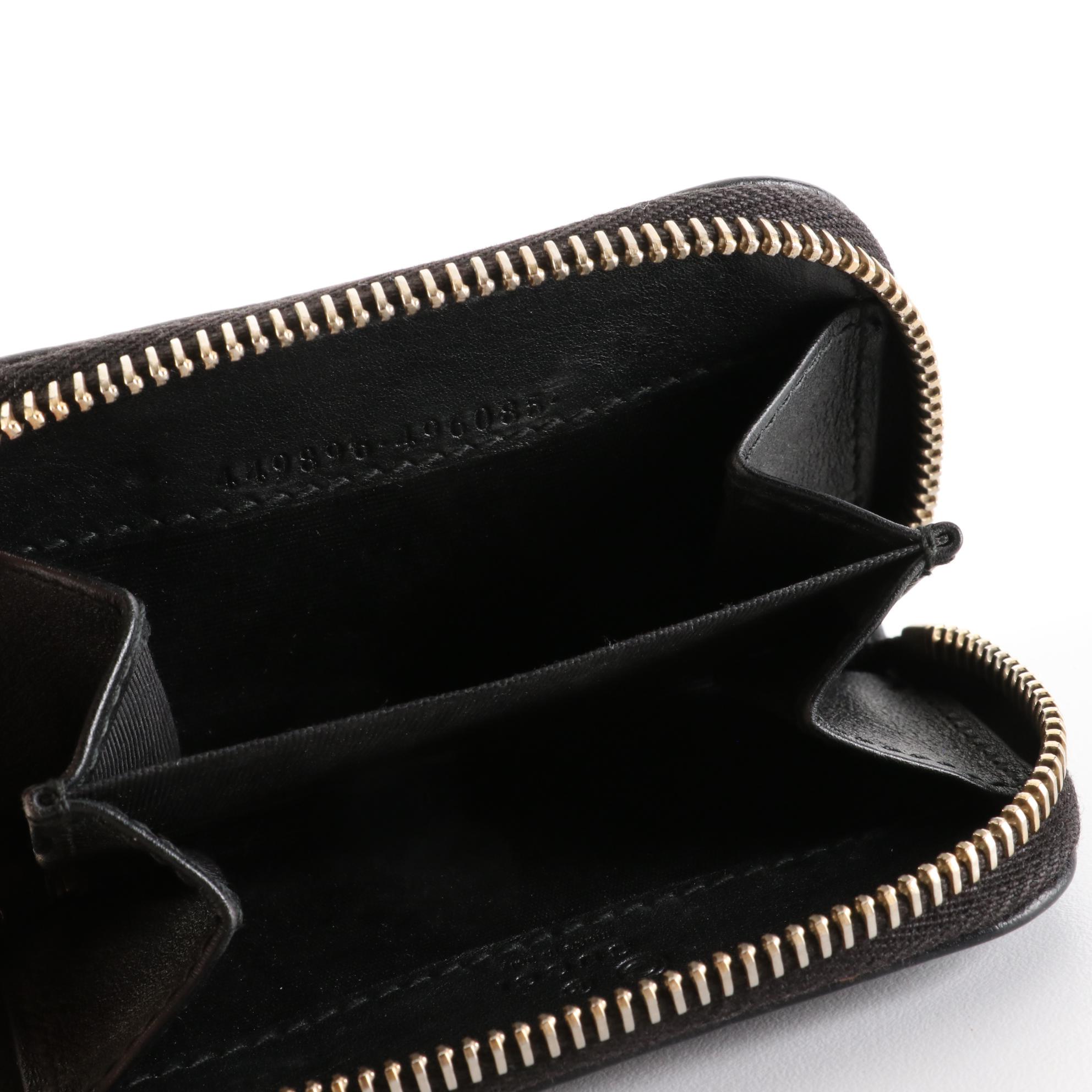 Gucci Zip-Around Coin Pouch in Black Microguccissima Leather