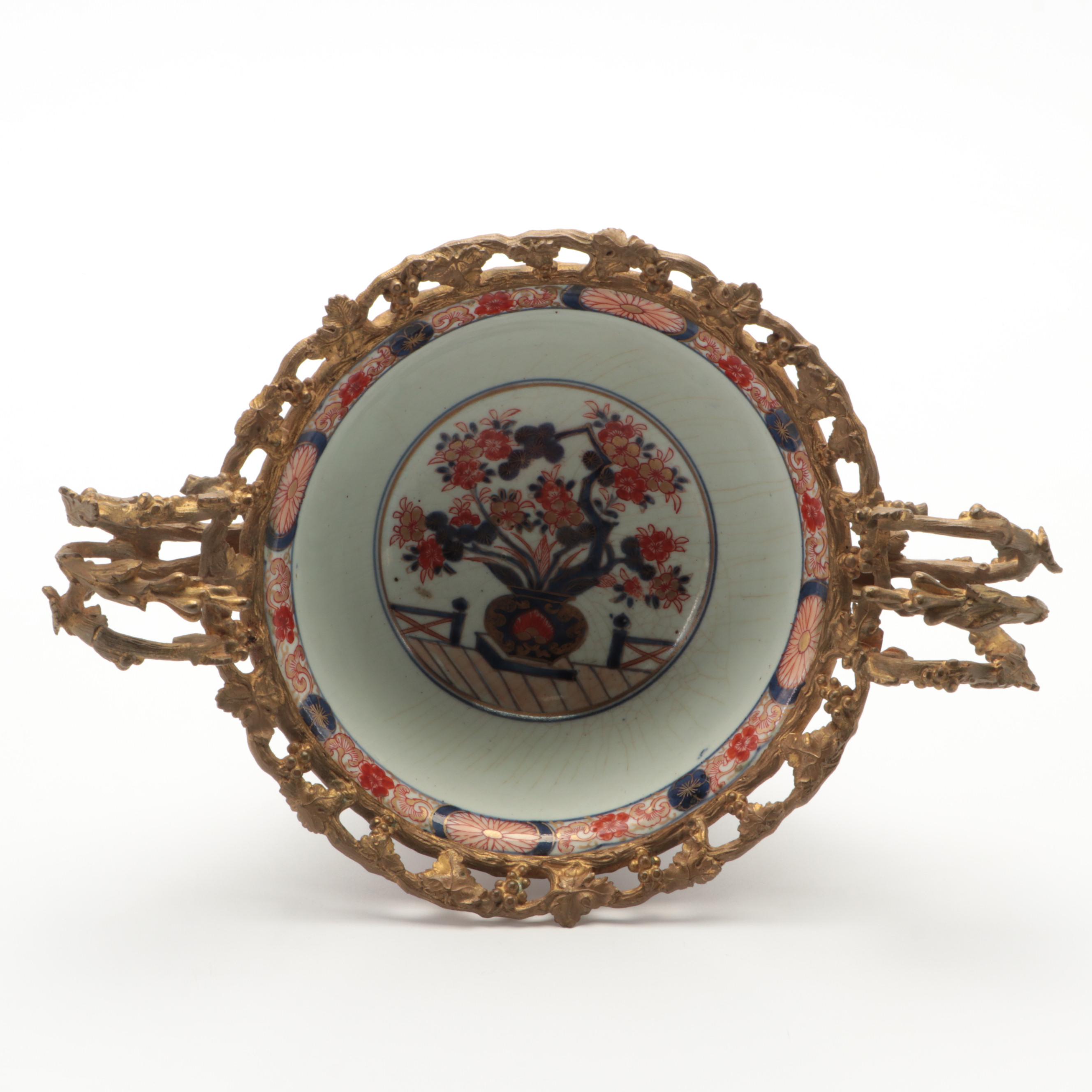 Japanese Imari Export Porcelain Bowl with French Ormolu Mount, 19th Century