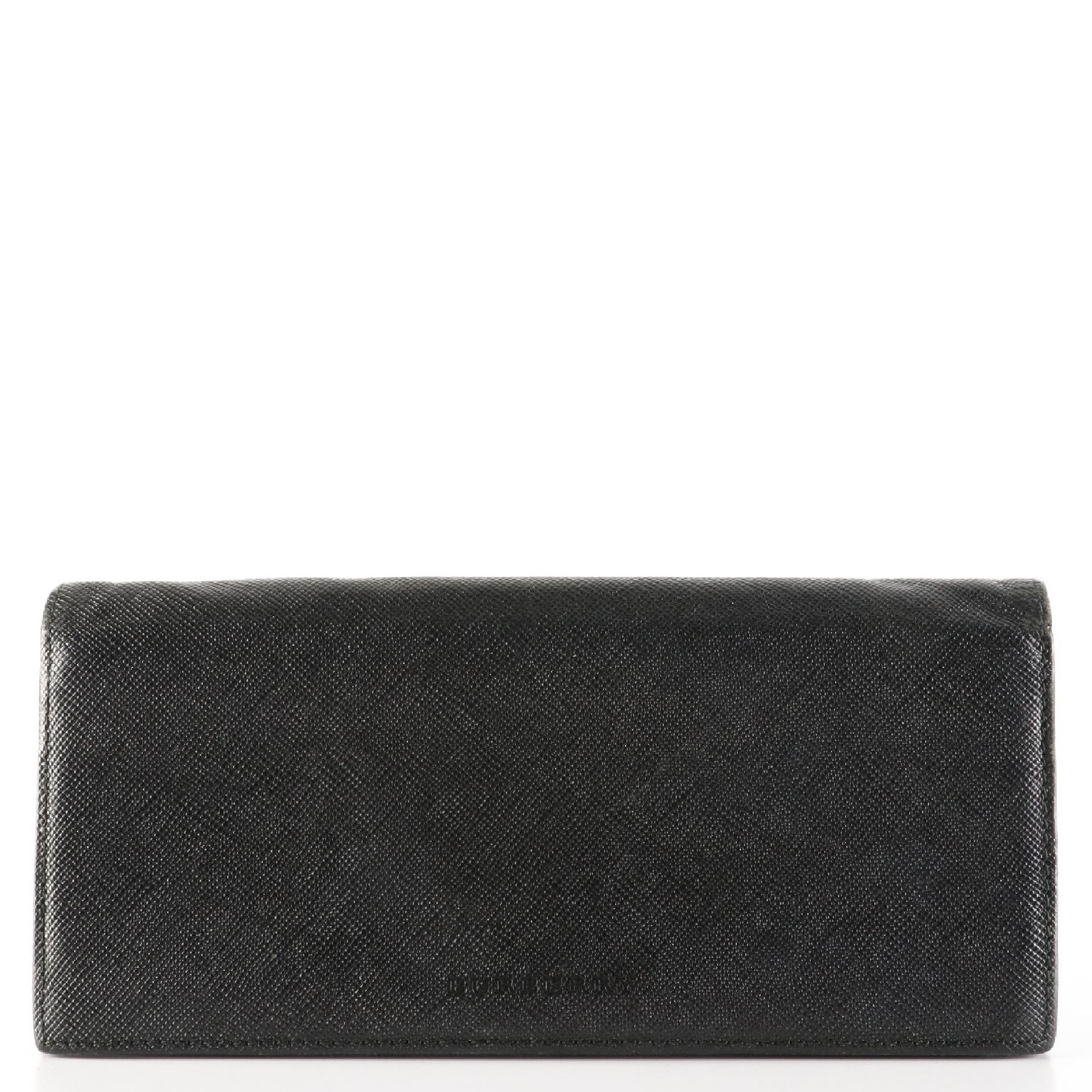 Burberry Long Wallet in Black Saffiano Leather with Box