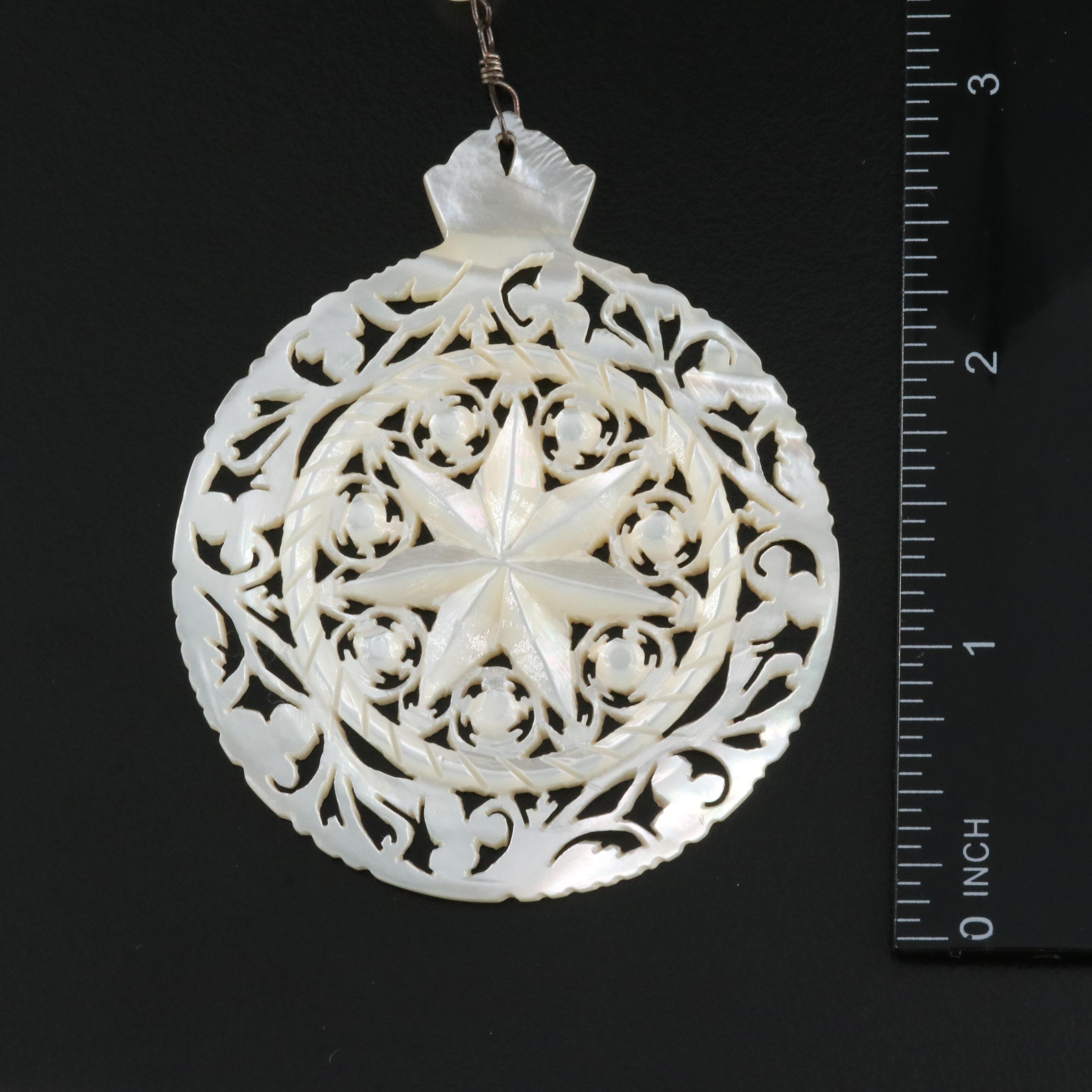 Vintage Carved Mother-of-Pearl Openwork Necklace
