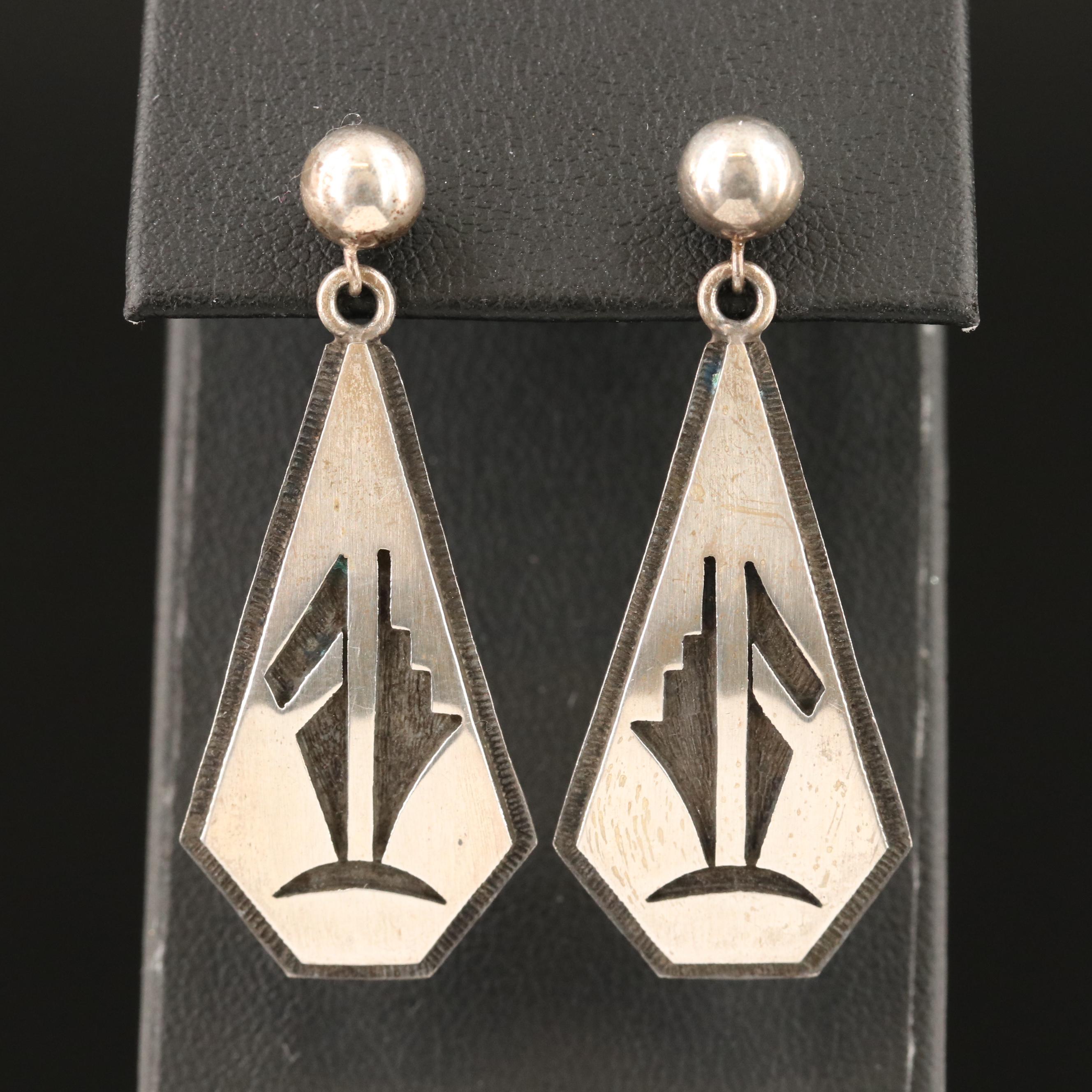 Southwestern Sterling Overlap Drop Earrings