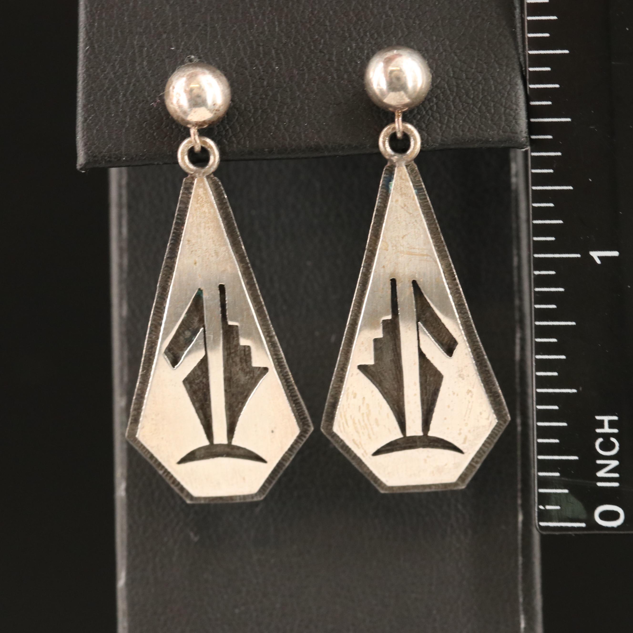 Southwestern Sterling Overlap Drop Earrings