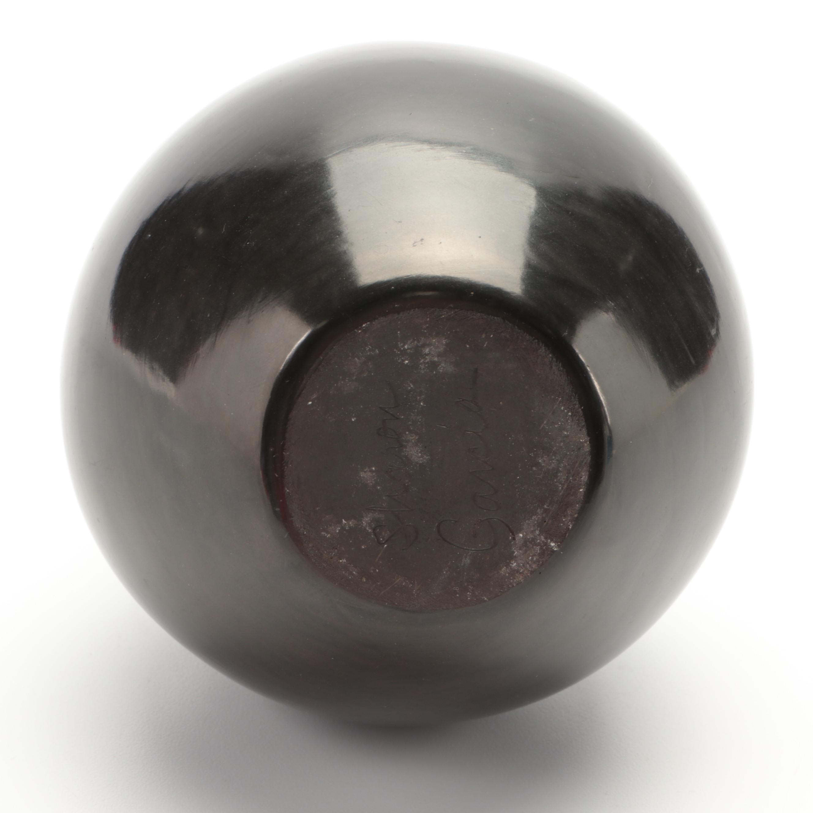 Sharon Garcia Signed Santa Clara Pueblo Blackware Pottery Vase