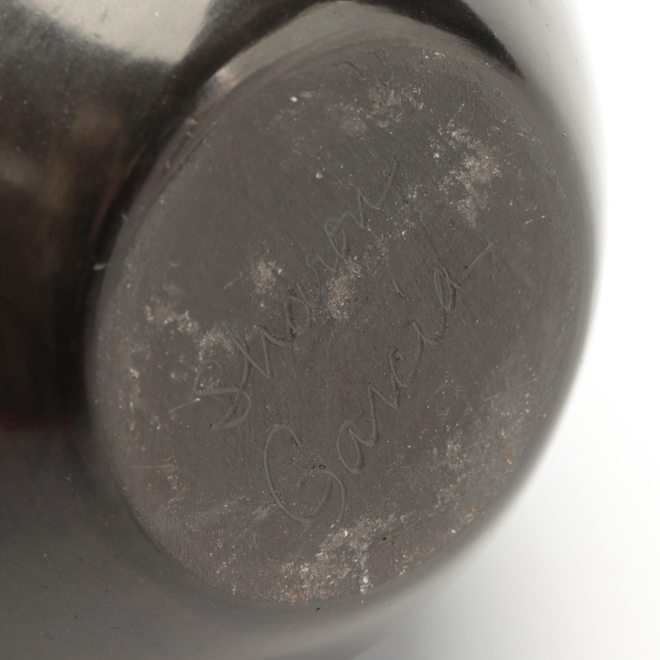 Sharon Garcia Signed Santa Clara Pueblo Blackware Pottery Vase