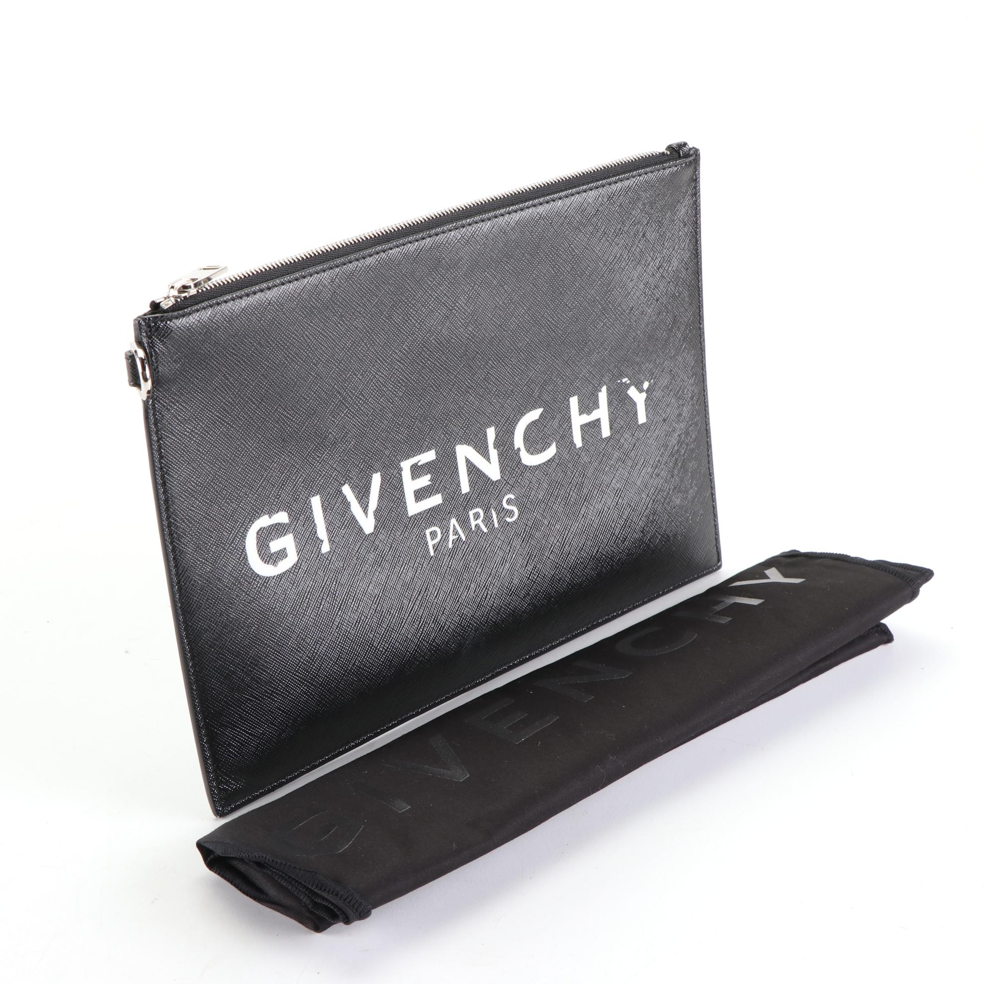 Givenchy Logo Print Flat Zipper Pouch with Dust Bag and Box