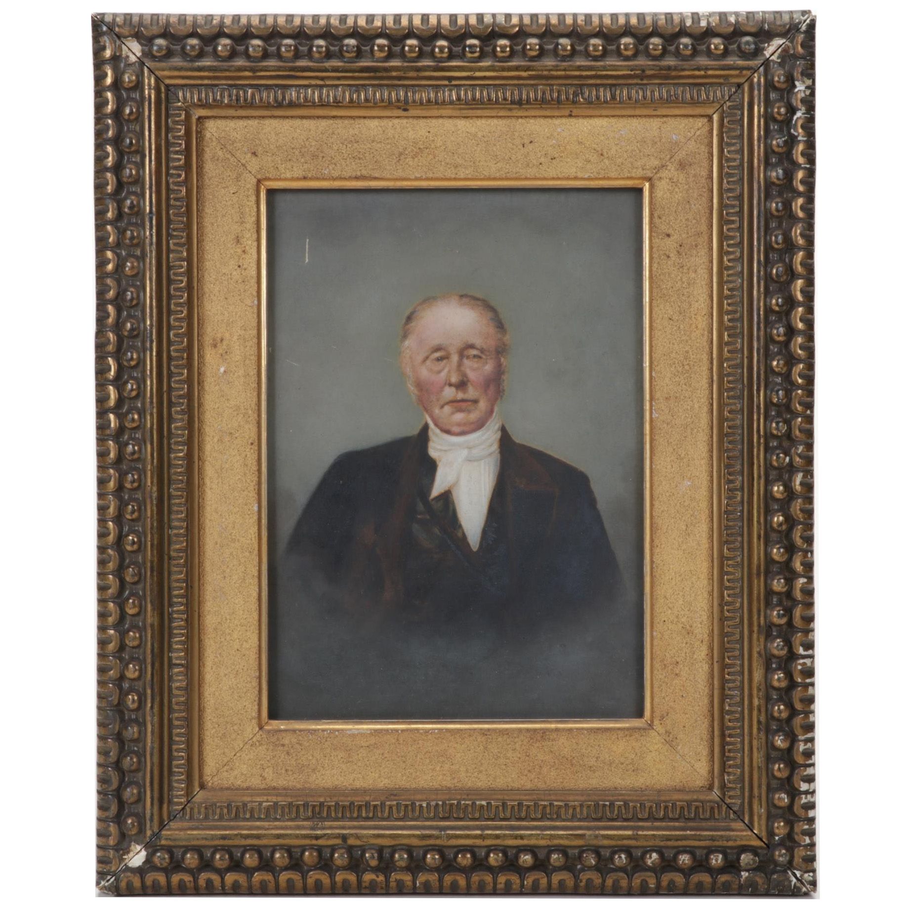 Portrait Tempera Painting of Gentleman, Late 19th Century