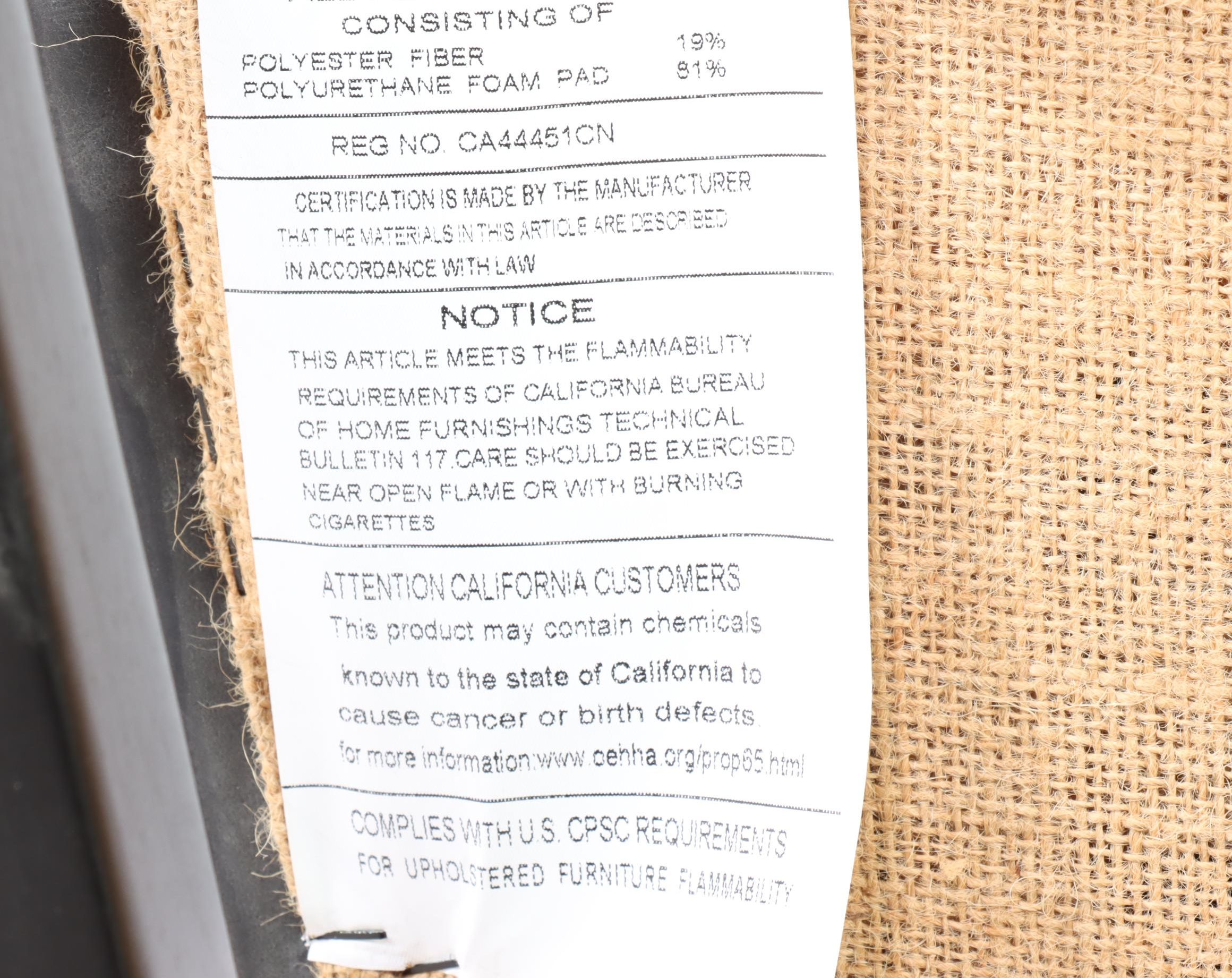 Federal Style Ebonized Wood and Black Leather Wingback Armchair with Nailheads