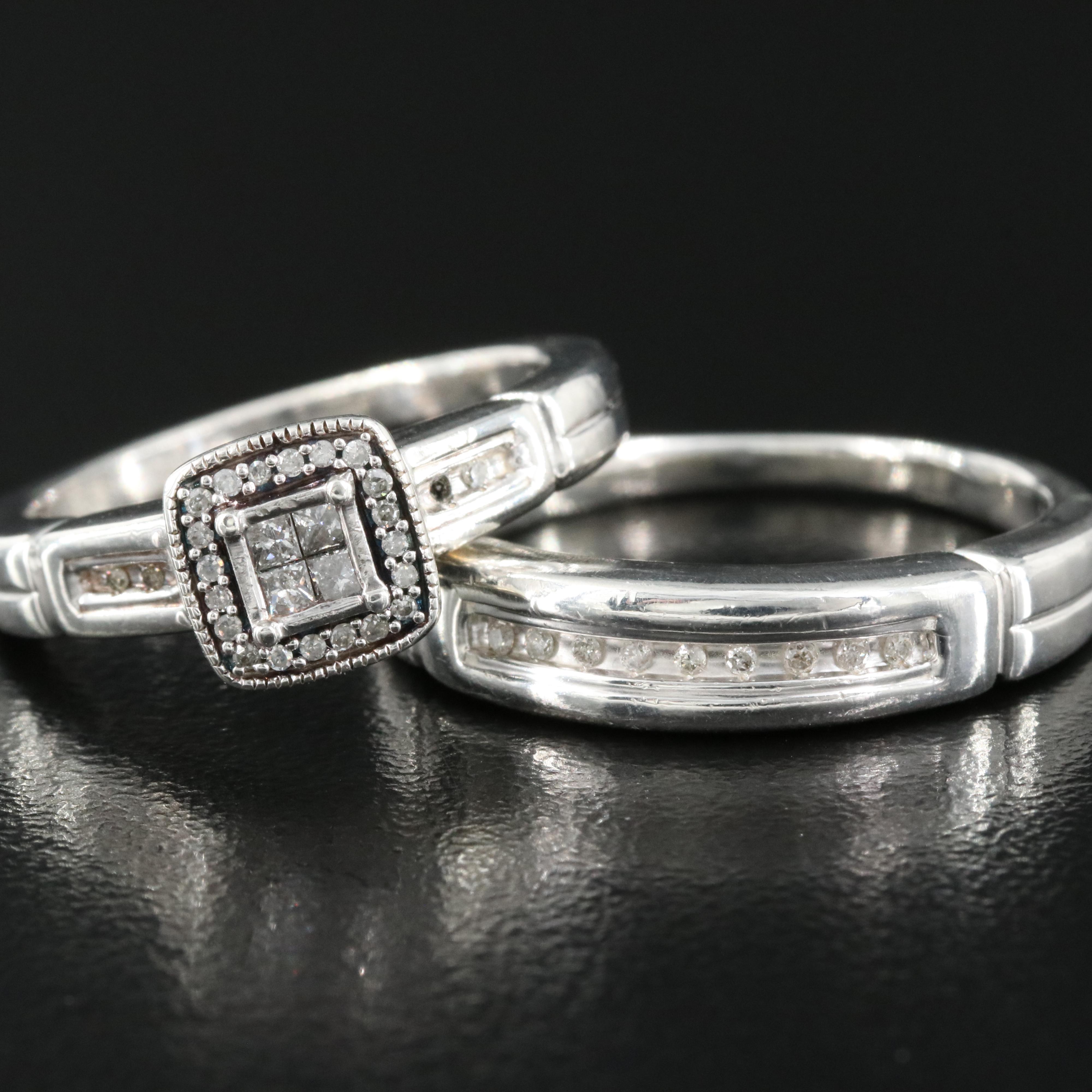 Sterling Diamond Ring and Band