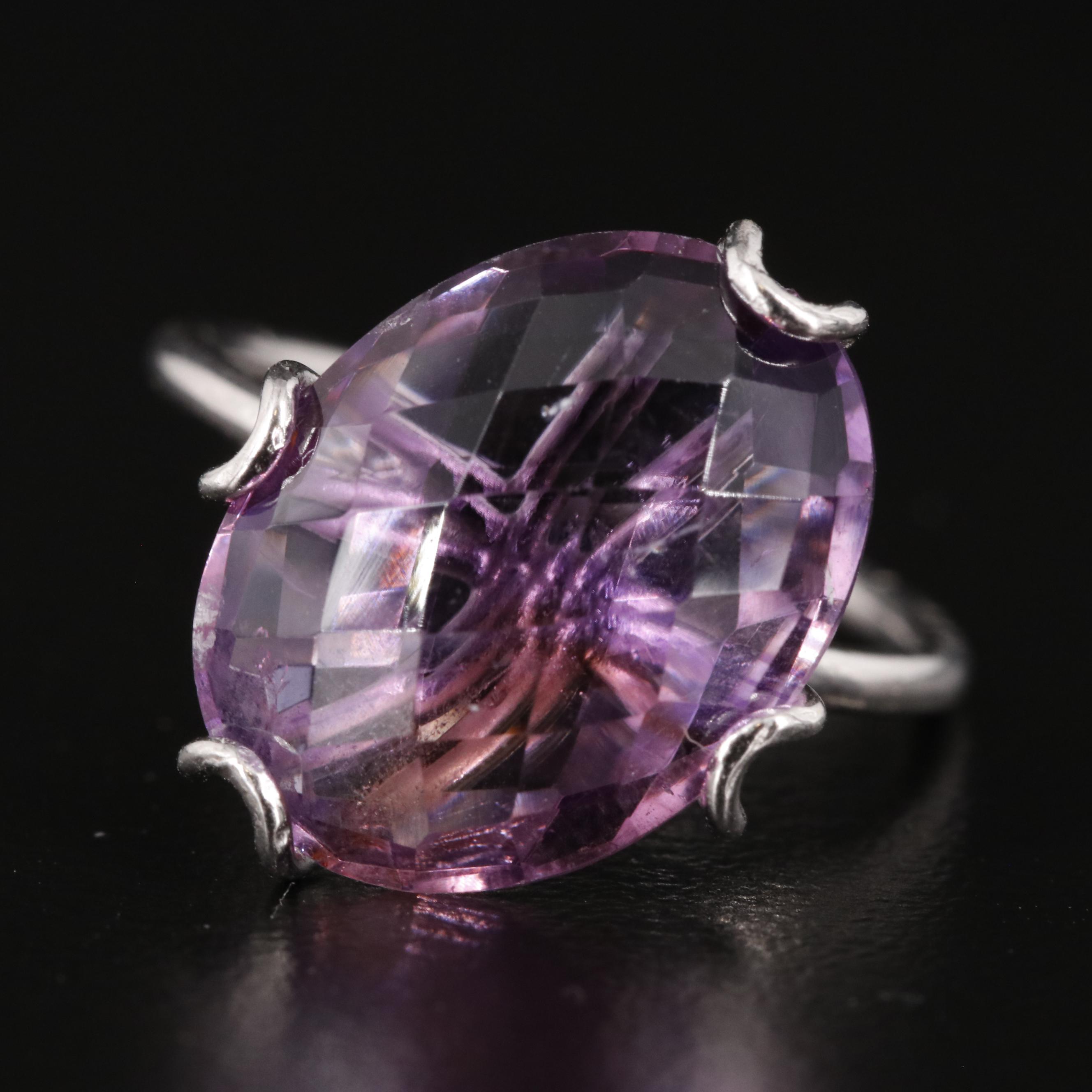 Sterling Oval Amethyst Ring